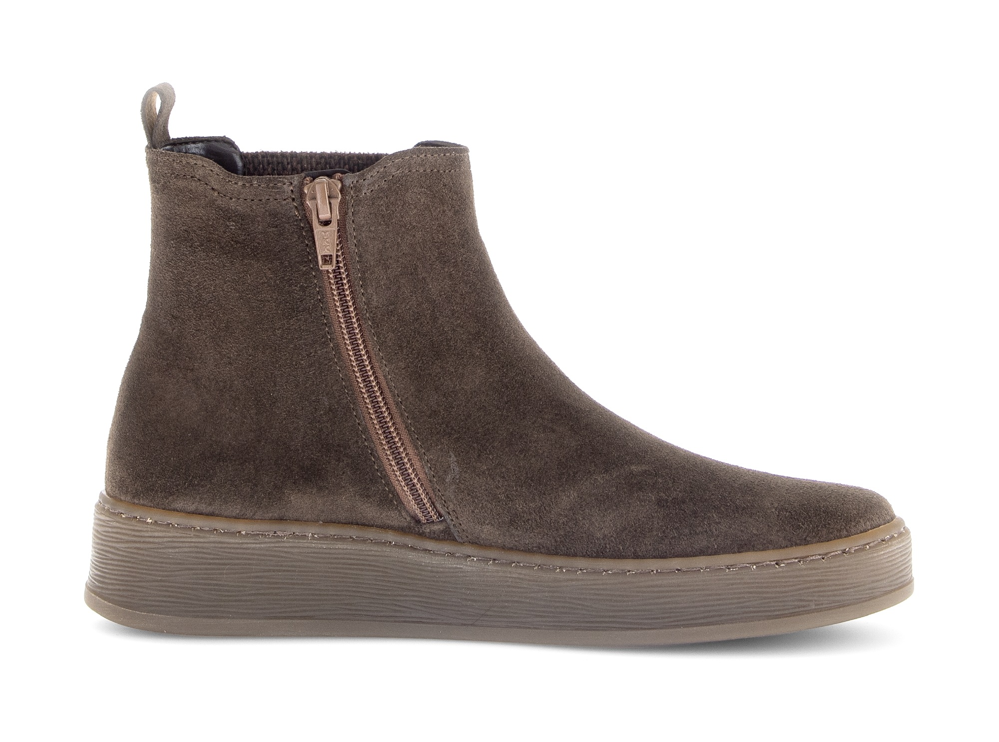 Chelseaboots GABOR "FLORENZ", Damen, Gr. 39, braun (dunkelbraun), Elastischer Einsatz, Veloursleder, unifarben, Schuhe Chelseaboots, Plateau, Schlupfboots, Ankleboots mit Wechselfußbett 3