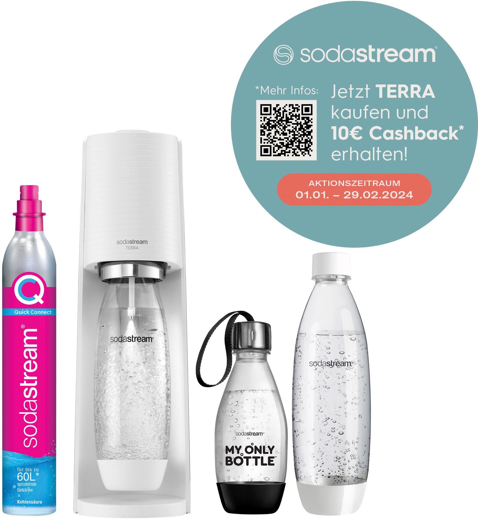 SodaStream Wassersprudler »TERRA Vorteilspack«, &CO2-Zylinder,1L, 0,5  LKunststoff-Flasche online bestellen | BAUR