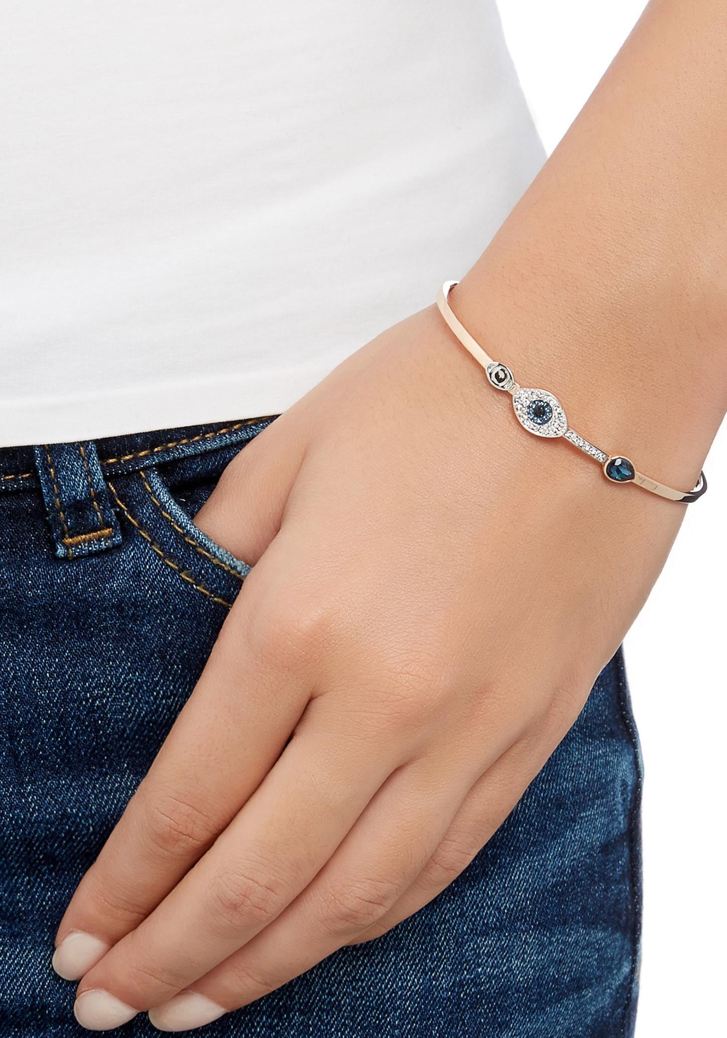 Swarovski Armreif »DUO EVIL EYE, BLAU, METALLMIX, Magisches Auge, 5171991«, mit Swarovski® Kristall