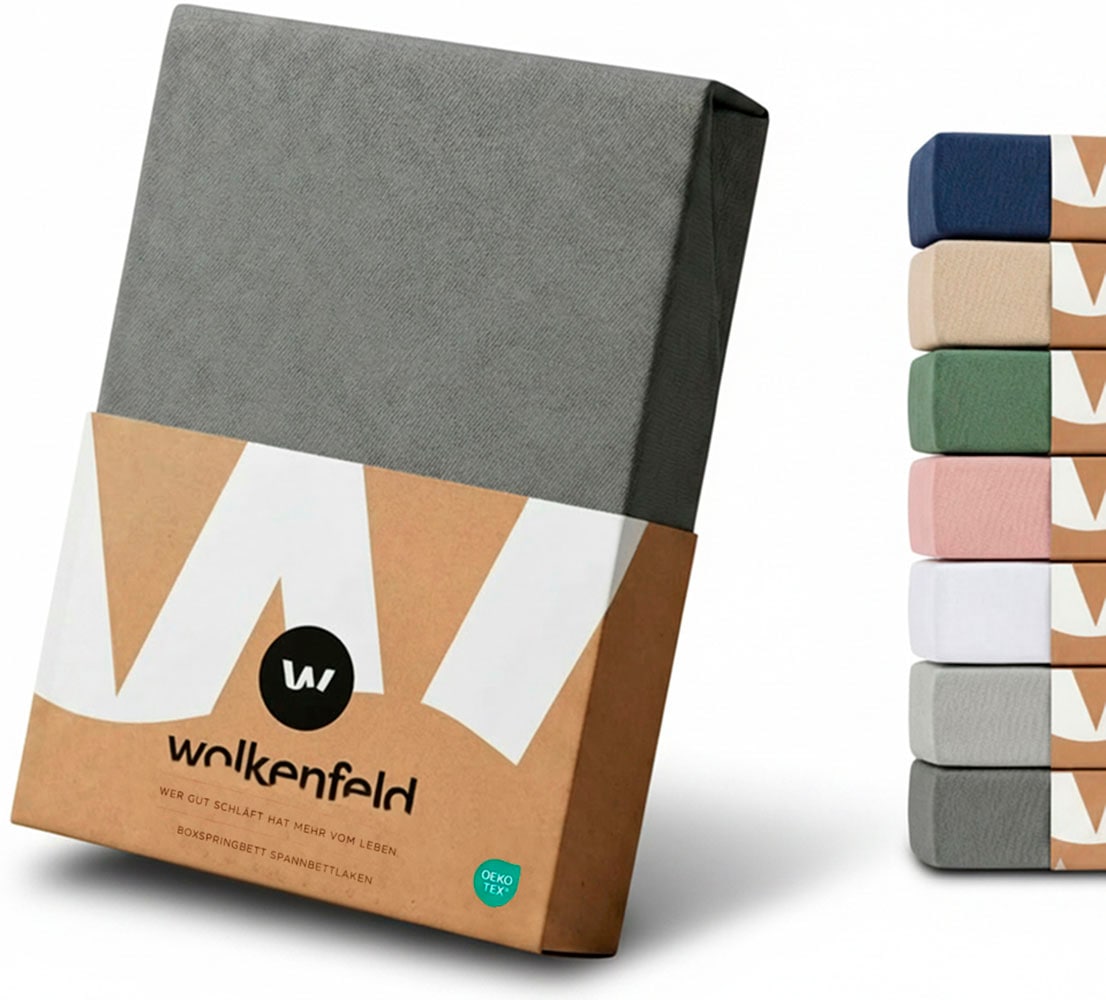 Wolkenfeld Spannbettlaken "100% Baumwolle - Superweiches Bettlaken für Matratzen von 5 bis 20cm" Rutschfest & Blickdicht - 90x200, 140x200, 160x200, 180x200 200x200