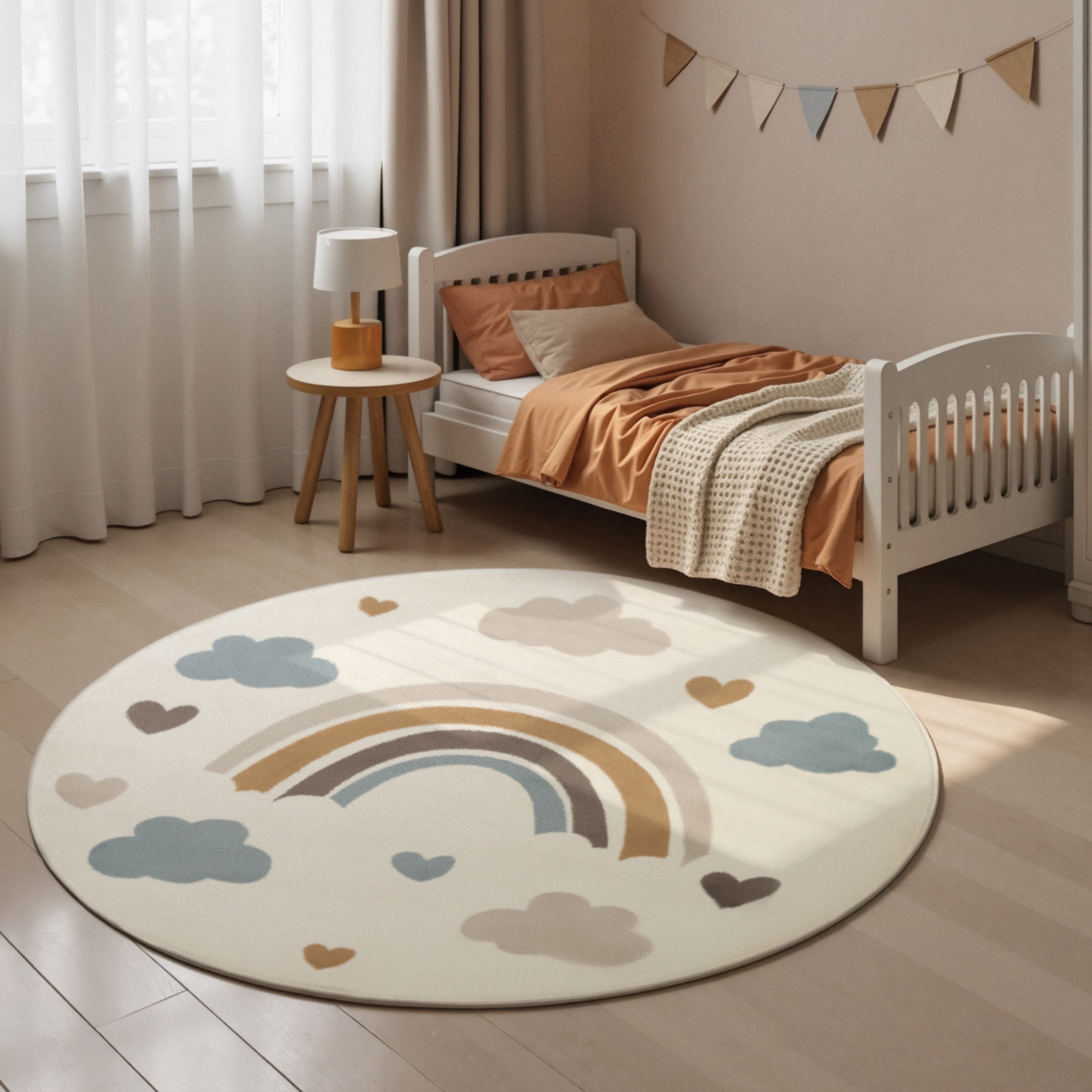 HANSE Home Kinderteppich "Skyla" rund 10 mm Höhe Pflegeleicht, Weich, Kinderzimmer, Spielteppich, Spielunterlage