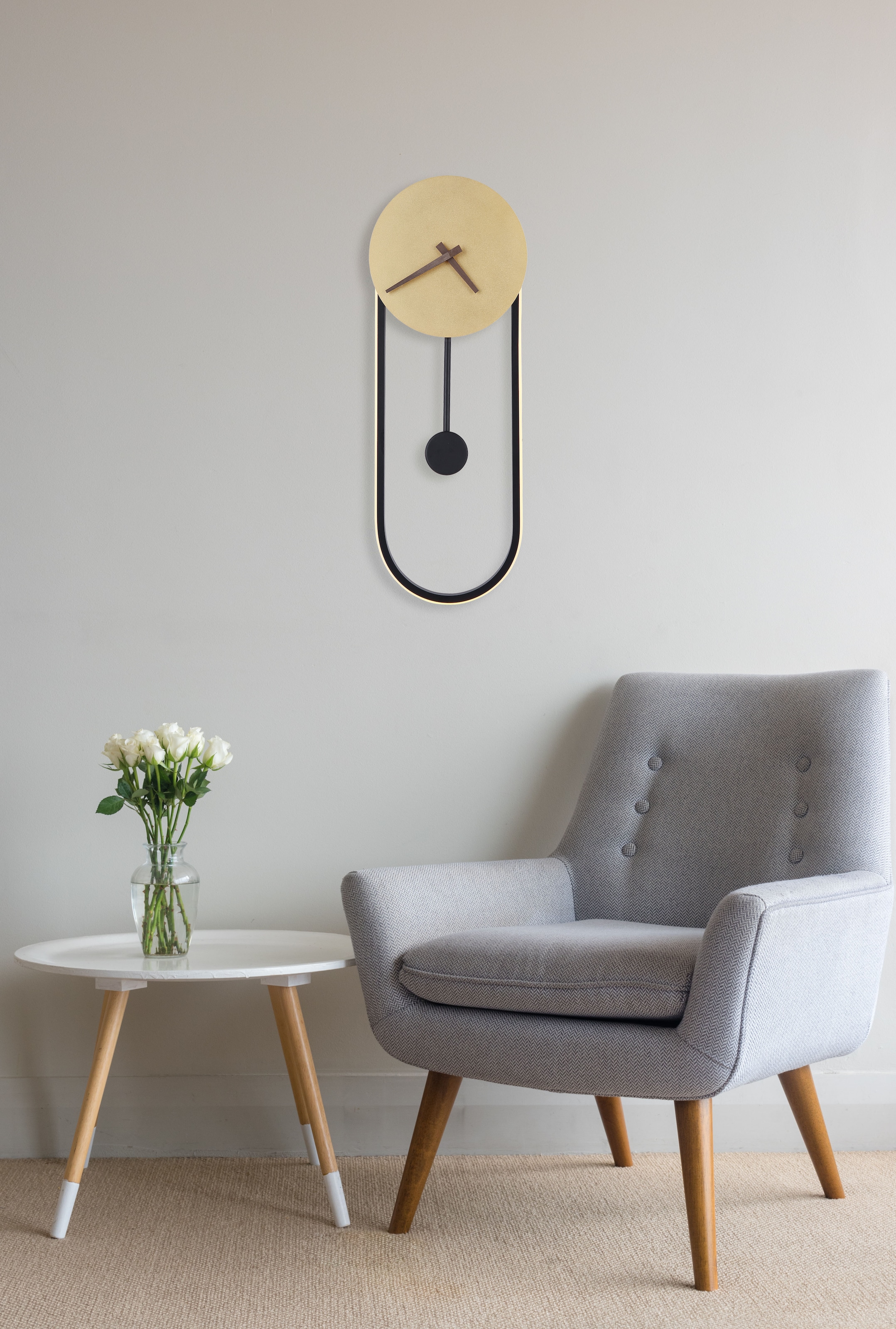 GLOBO LIGHTING Wandleuchte »SUSSY« LED-Modul 1 Stk. Warmweiß Uhr Wand goldfarben Hintergrundbeleuchtung 3000K