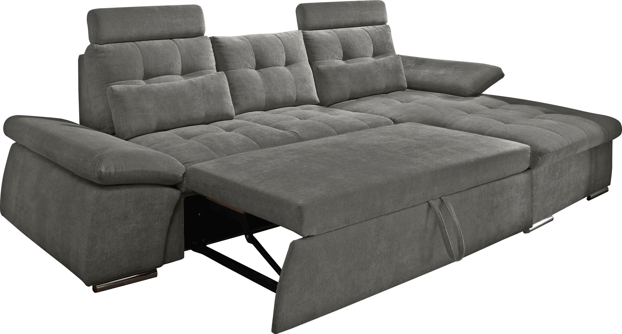 ED EXCITING DESIGN Ecksofa »Nalo L-Form«, mit Bettfunktion, Armteilverstellung, Kopfstützen & 2 Nierenkissen