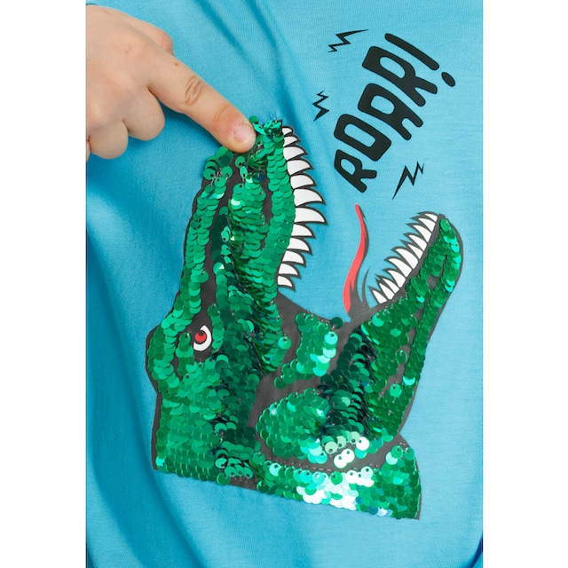 KIDSWORLD Langarmshirt »mit Dino-Motiv aus Wendepailletten«, Dino in  unterschiedlichen Farben | BAUR
