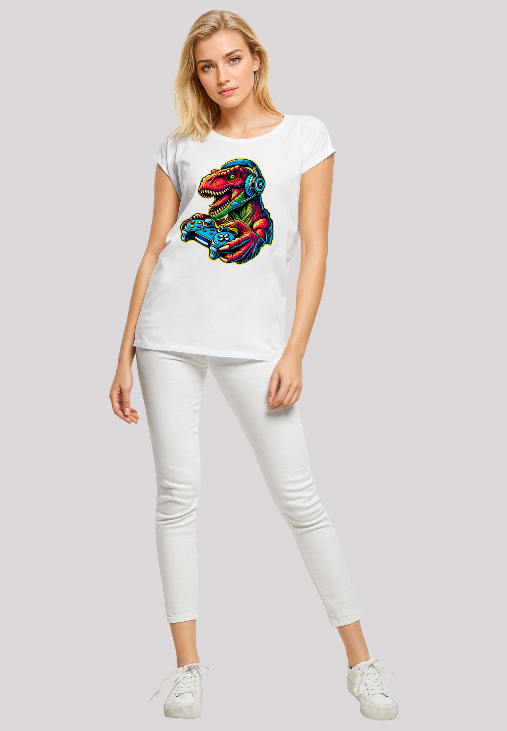 F4NT4STIC T-Shirt »Dinosaurier Gamer«, Premium Qualität