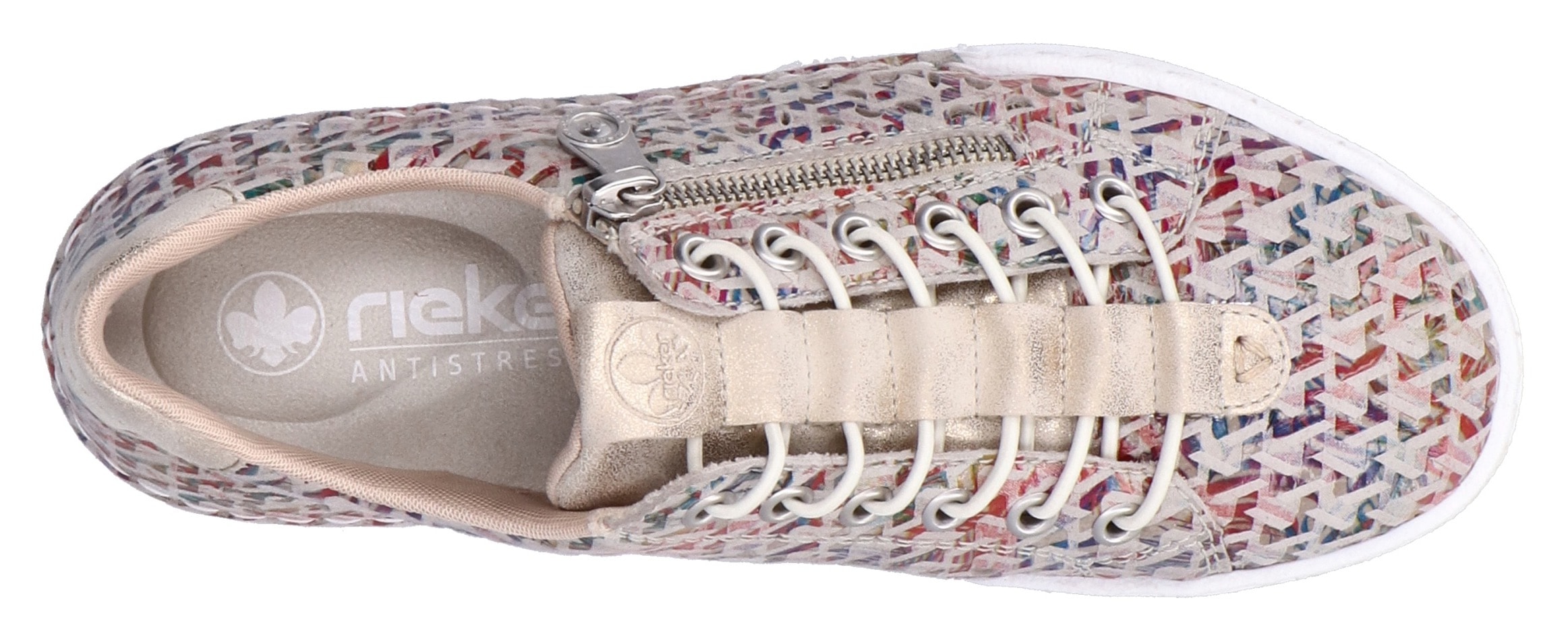 Rieker Slip-On Sneaker, Schlupfschuh, Halbschuh, Freizeitschuh mit gepolstertem Schaftrand