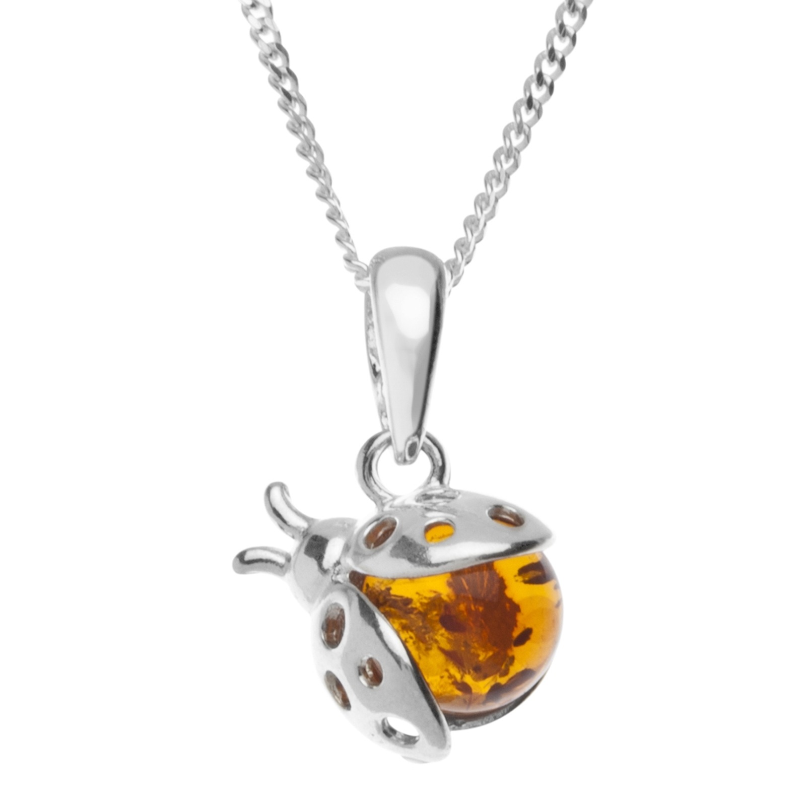 Kette mit Anhänger OSTSEE-SCHMUCK "- Marienkäfer - Silber 925/000 - Bernstein" Gr. 42, silber (silber 925, silberfarben, weiß), Schmuck_Sets, Damen, 42, Silber 925 (Sterlingsilber)
