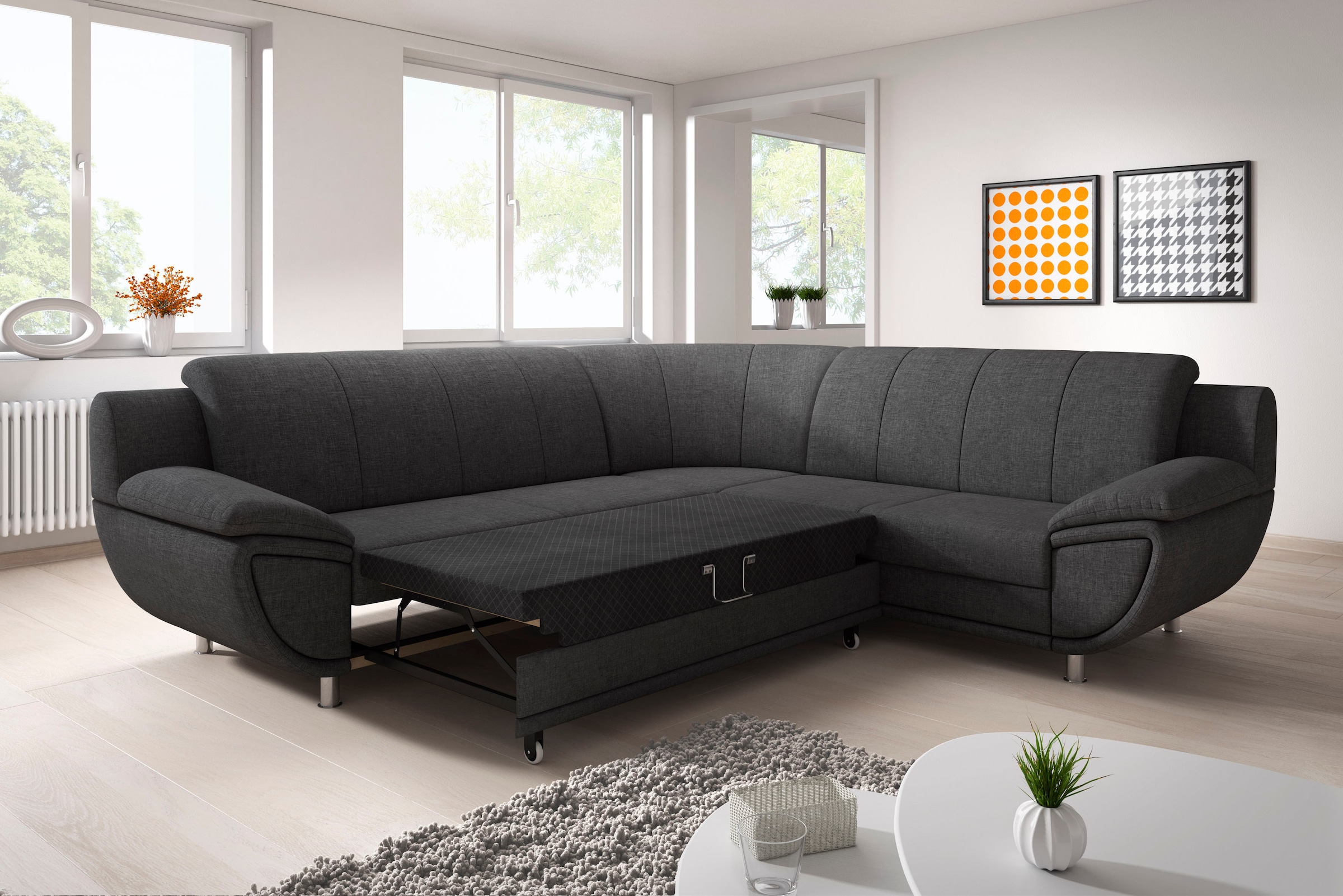 TRENDMANUFAKTUR Ecksofa »Rondo II, L-Form«, wahlweise mit Federkern, wahlweise mit Bettfunktion