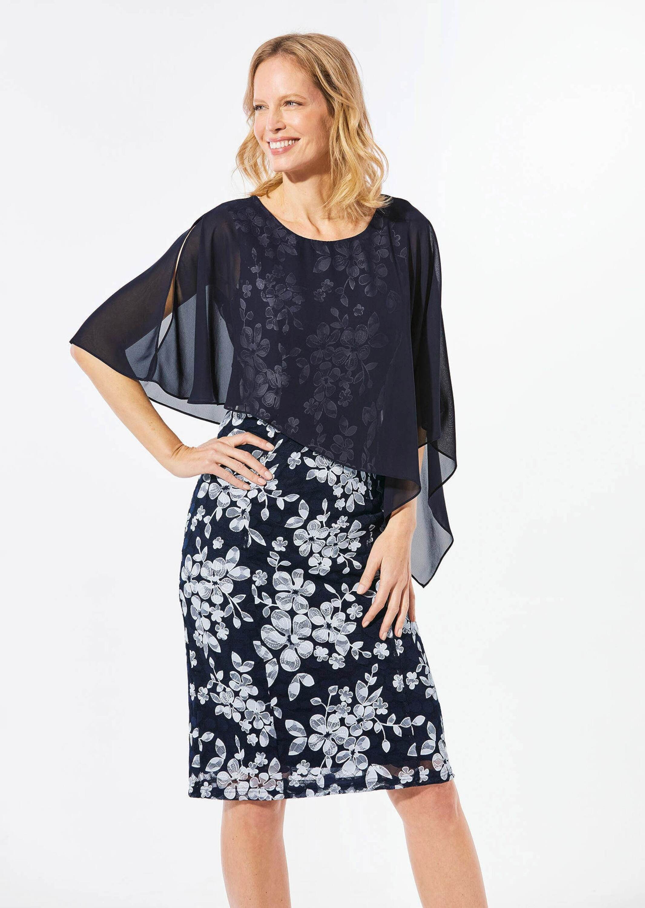 Thumbnail - GOLDNER Etuikleid "Kurzgröße Kleid aus Spitze mit Chiffonüberwurf" Ohne