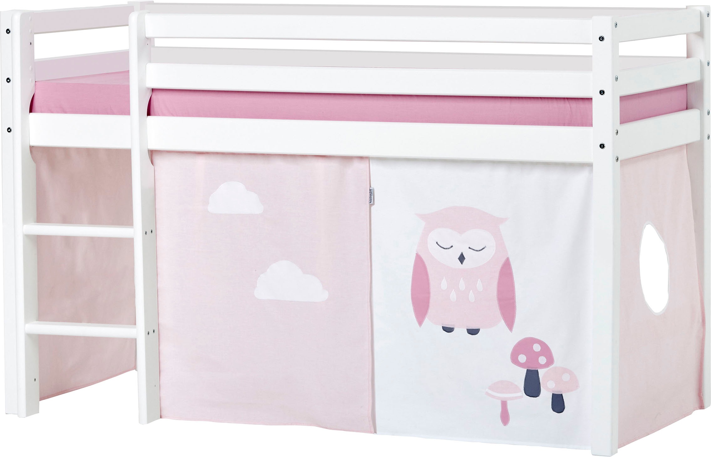 Hoppekids Hochbett »ECO Dream, Kinderbett, Spielbett, Halbhohes Bett aus Massivholz«, inkl. Vorhang-Set Creator, Bettgröße & Matratze wählbar