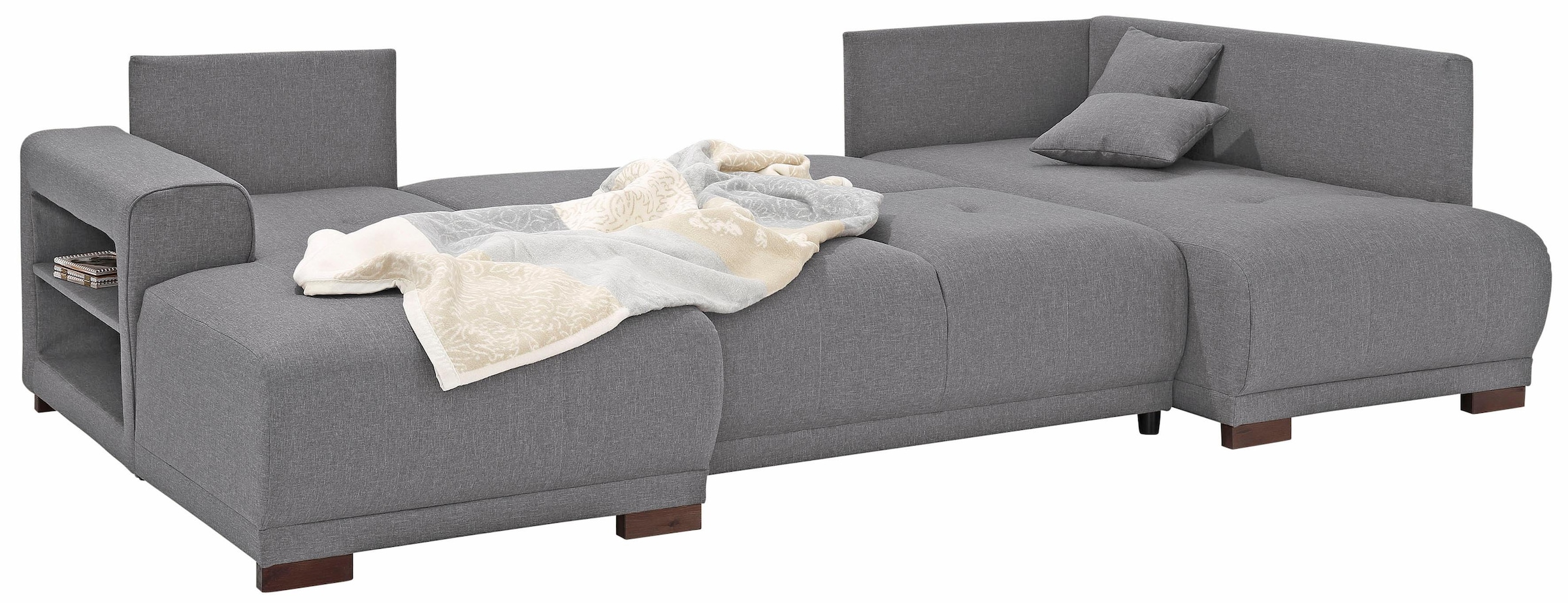 Home affaire Wohnlandschaft »Viborg U-Form«, mit Regal in der Armlehne, wahlweise mit Bettfunktion