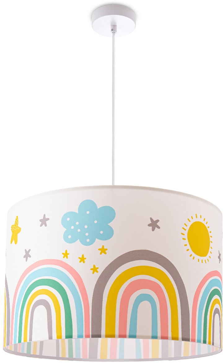 Paco Home Pendelleuchte »Tweet 462«, 1 flammig, Leuchtmittel E27 | ohne Leuchtmittel, Lampe Kinderzimmer Deckenlampe Regenbogen Sonne Wolken Sterne E27