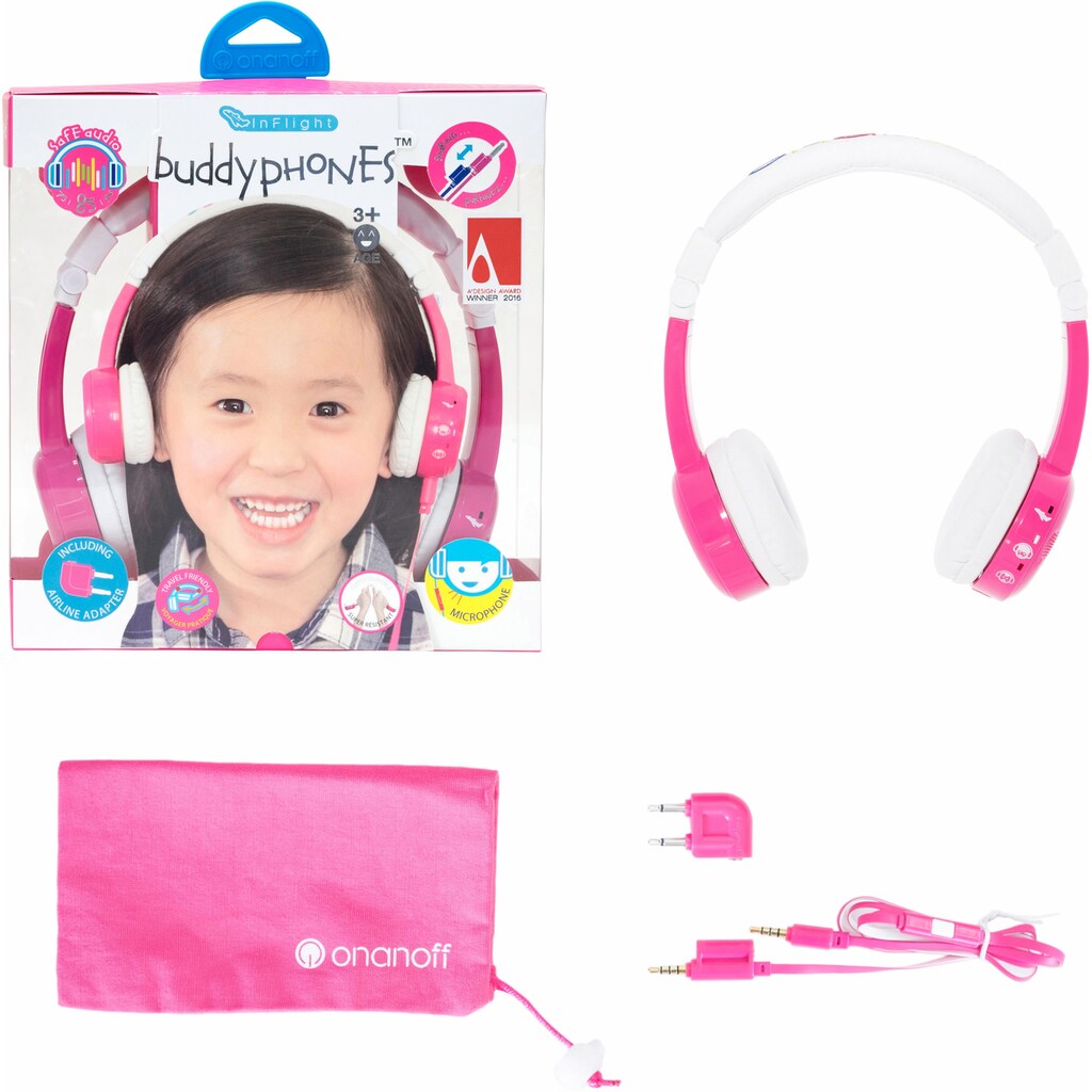 buddyphones™  Kinder-Kopfhörer »Inflight, pink«