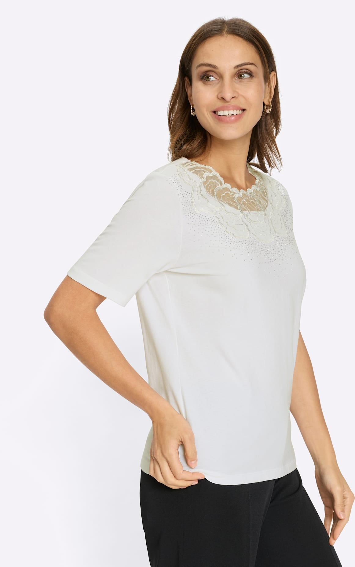 Lady Spitzenshirt »Kurzarm-Shirt« 1 tlg.
