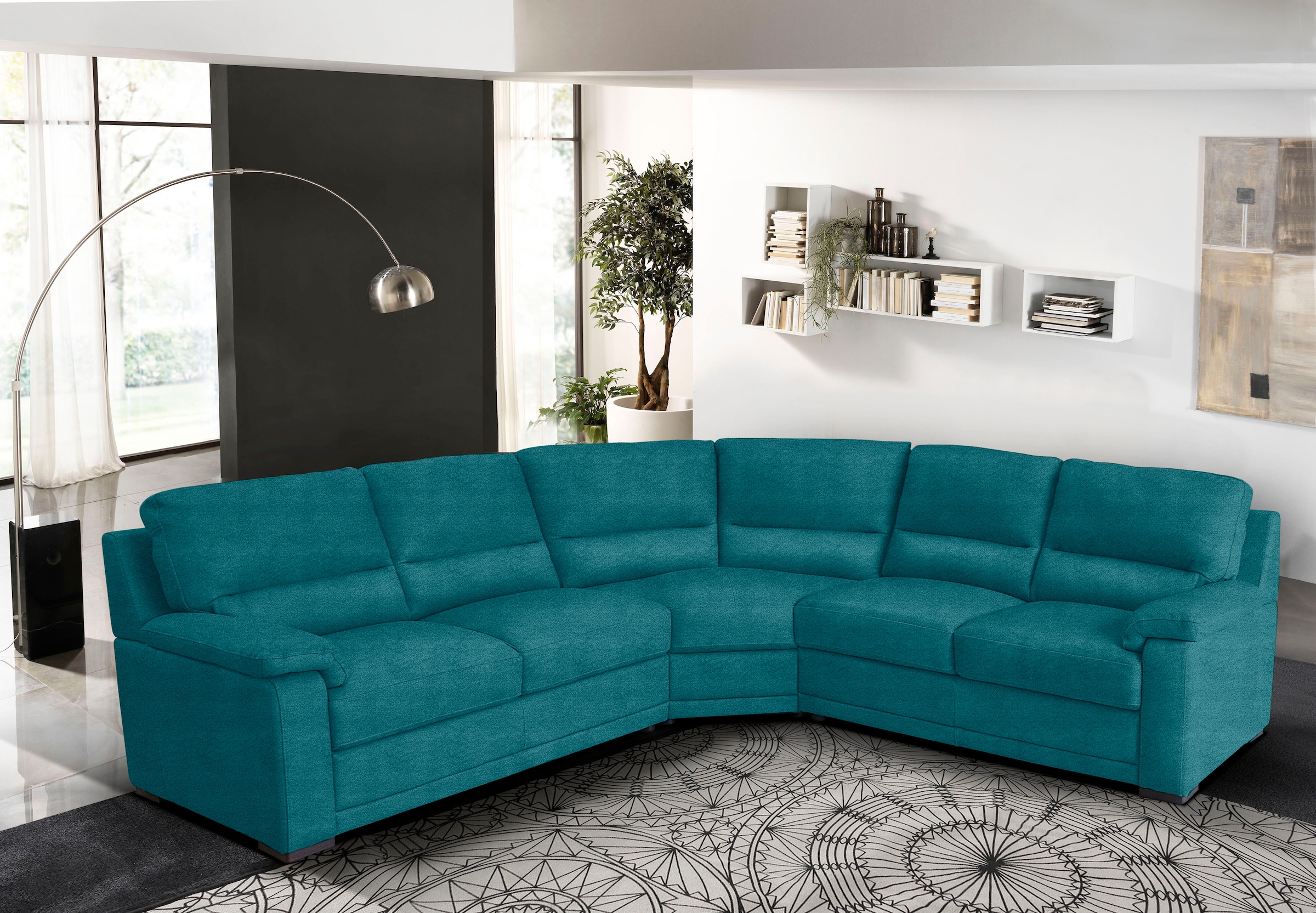 Egoitaliano Ecksofa "Doris, modernes Designerecksofa in hochwertigen Microfaserqualitäten" edle Detailverarbeitung, wahlweise fleckenabweisend oder in Lederoptik