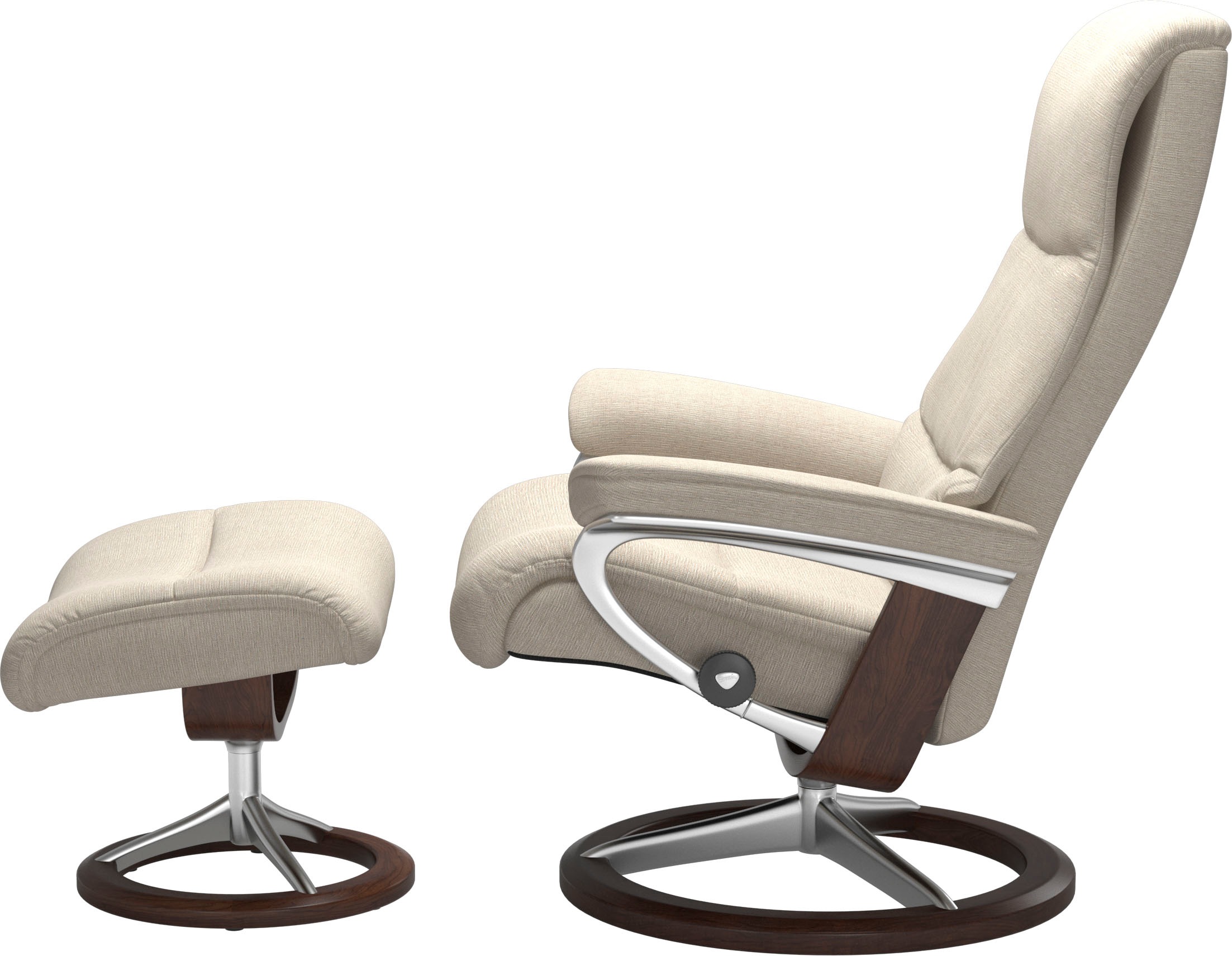 Stressless® Relaxsessel »View«, (Set, Relaxsessel mit Hocker), mit Signature Base, Größe M,Gestell Braun