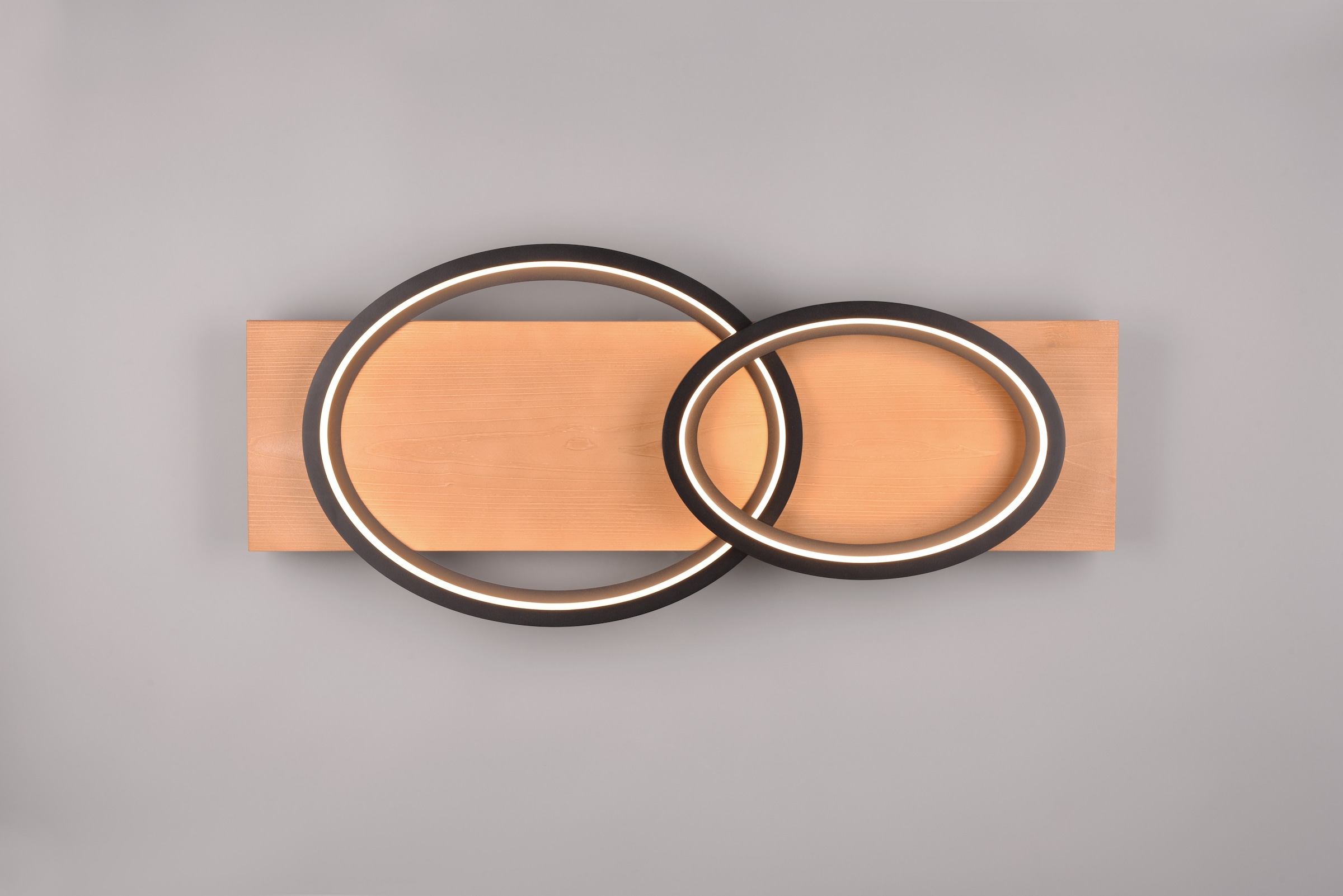 TRIO Leuchten LED Deckenleuchte »BARCA, dimmbare Deckenlampe aus Holz & Metall mit indirektem Licht«, 1 flammig, Leuchtmittel LED-Board | LED fest integriert, LED warmweiß & 3500 Lumen, für Wand- und Deckenmontage, 3 Dimmstufen