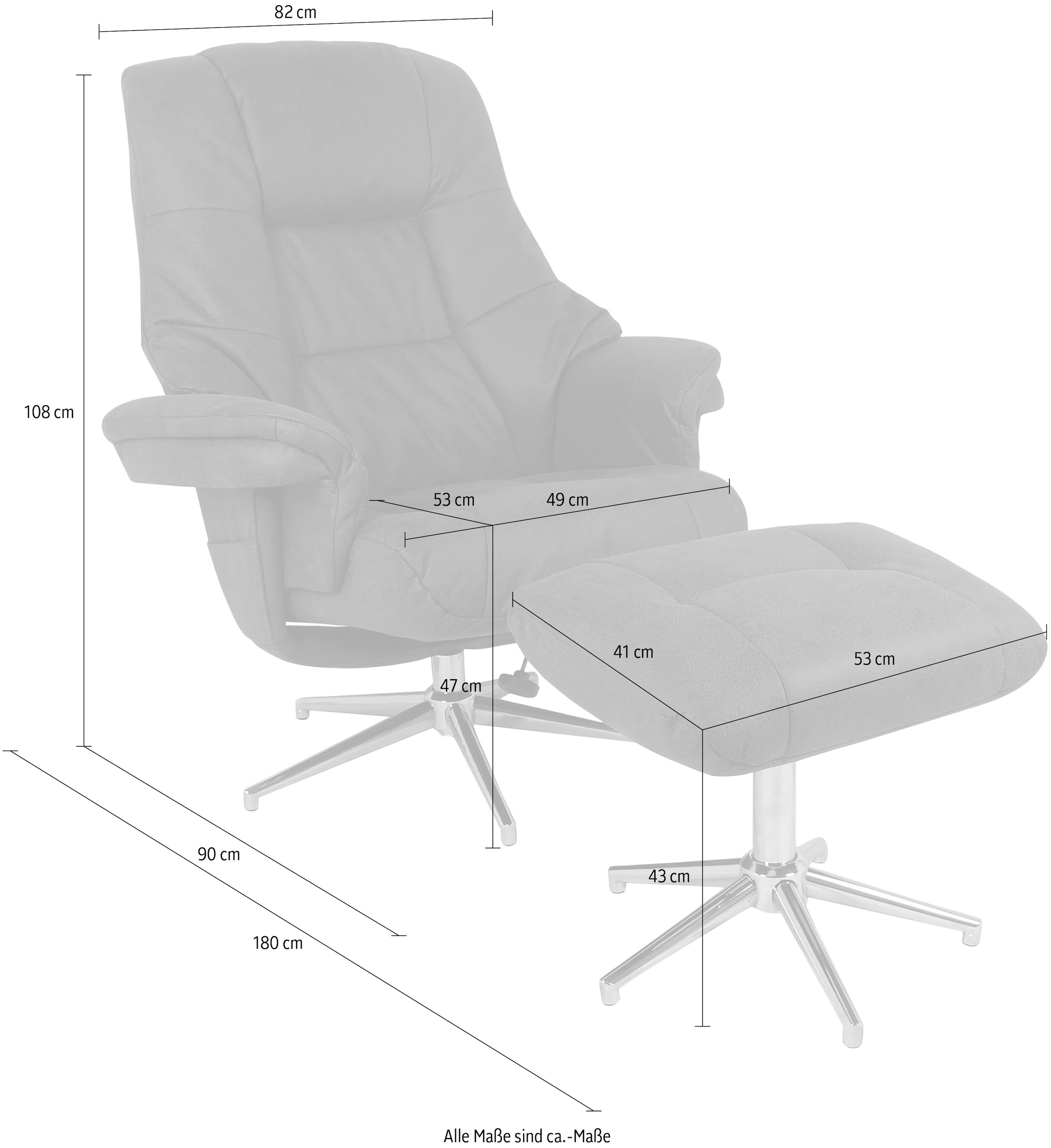 Duo Collection TV-Sessel »Burnaby«, mit Hocker und Relaxfunktion, 360 Grad drehbar