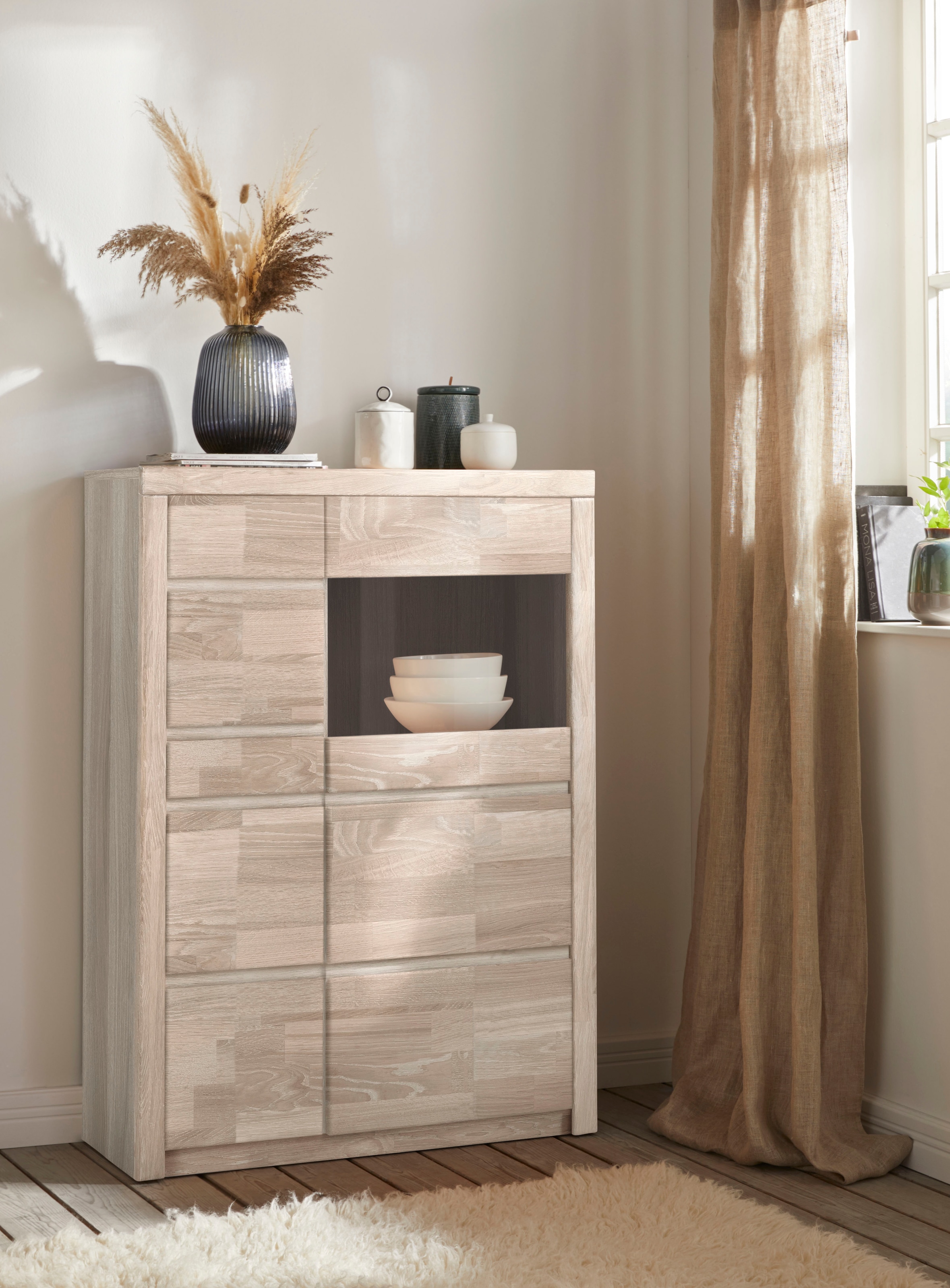 cm Highboard | »Silkeborg«, 90 Türen mit BAUR Breite Glaseinsatz