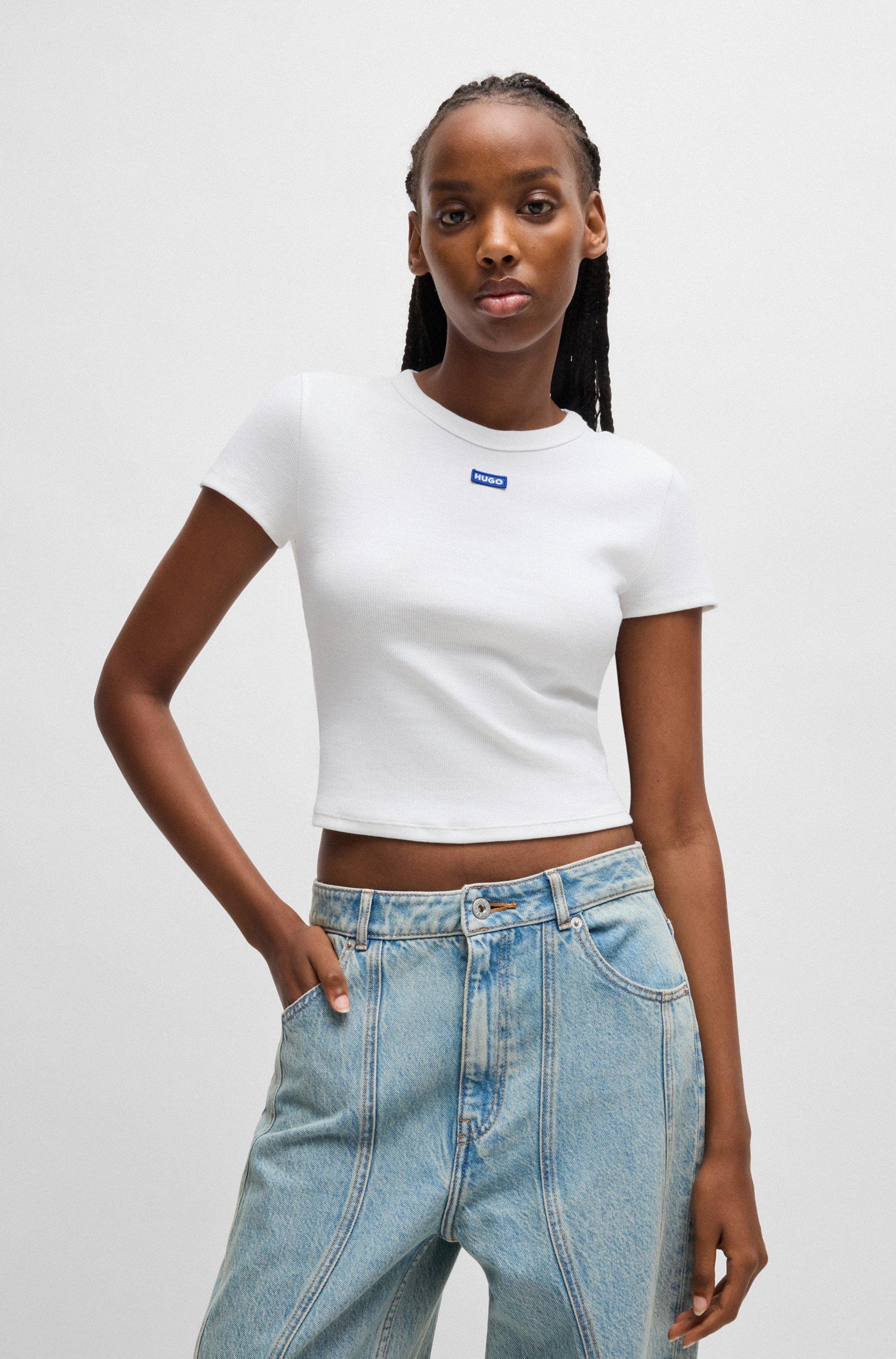 HUGO Blue T-Shirt "Baby Tee", in verkürzter Länge günstig online kaufen