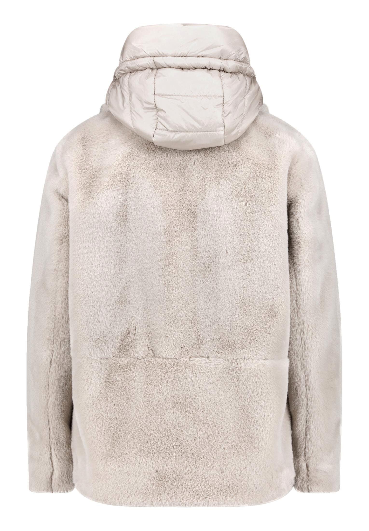 Amber & June Plüschjacke »Damen mit abnehmbarem Westenteil« mit Kapuze