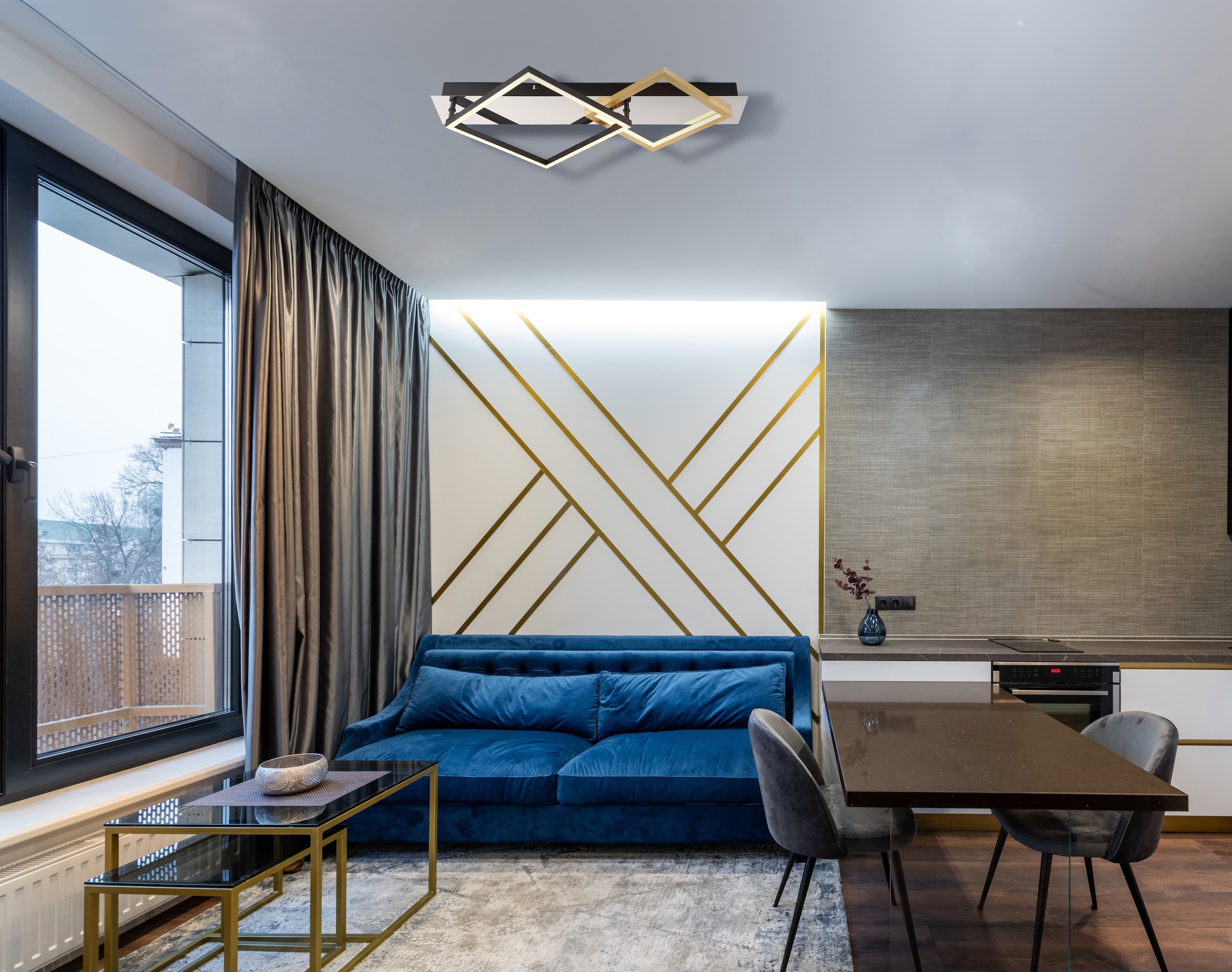 GLOBO LIGHTING LED Deckenleuchte »LESINA«, Leuchtmittel LED-Modul | LED fest integriert, Deckenlampe/Metall/goldfarben/3000K/Schlafzimmer/Wohnzimmer