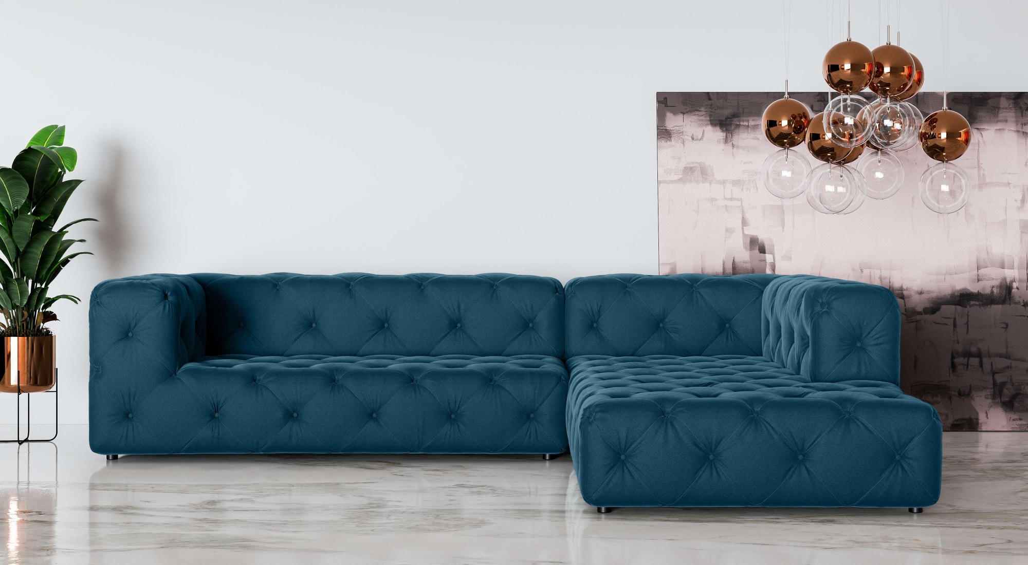 Places of Style Ecksofa »FOLLINA«, L-Form, mit klassischer Chesterfield-Knopfheftung
