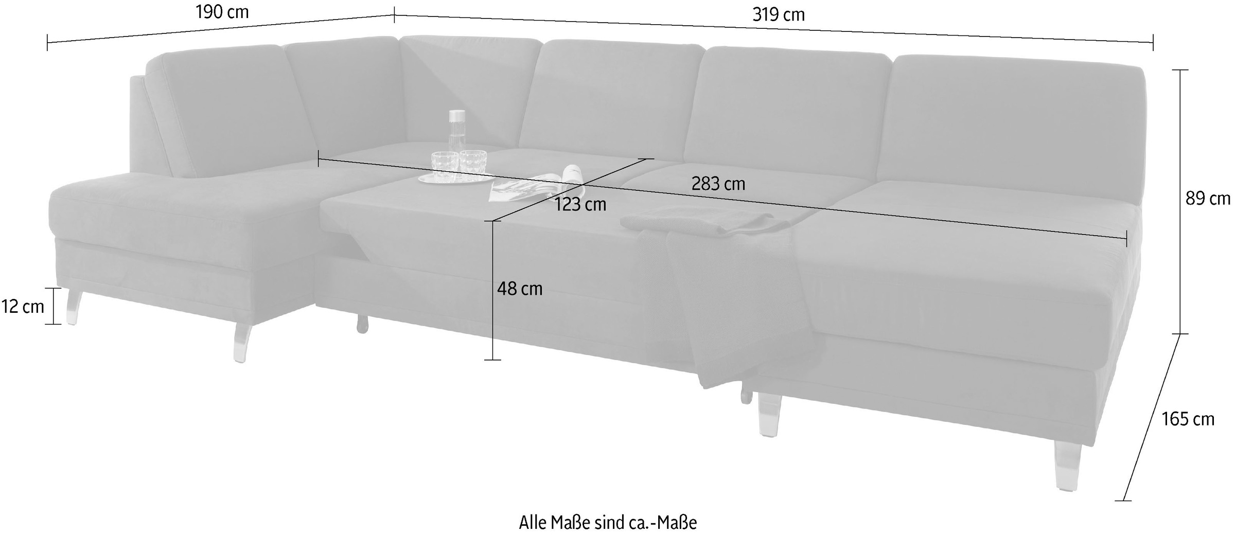 sit&more Wohnlandschaft »Clio U-Form«, wahlweise mit Bettfunktion und Bettkasten, inklusive Federkern