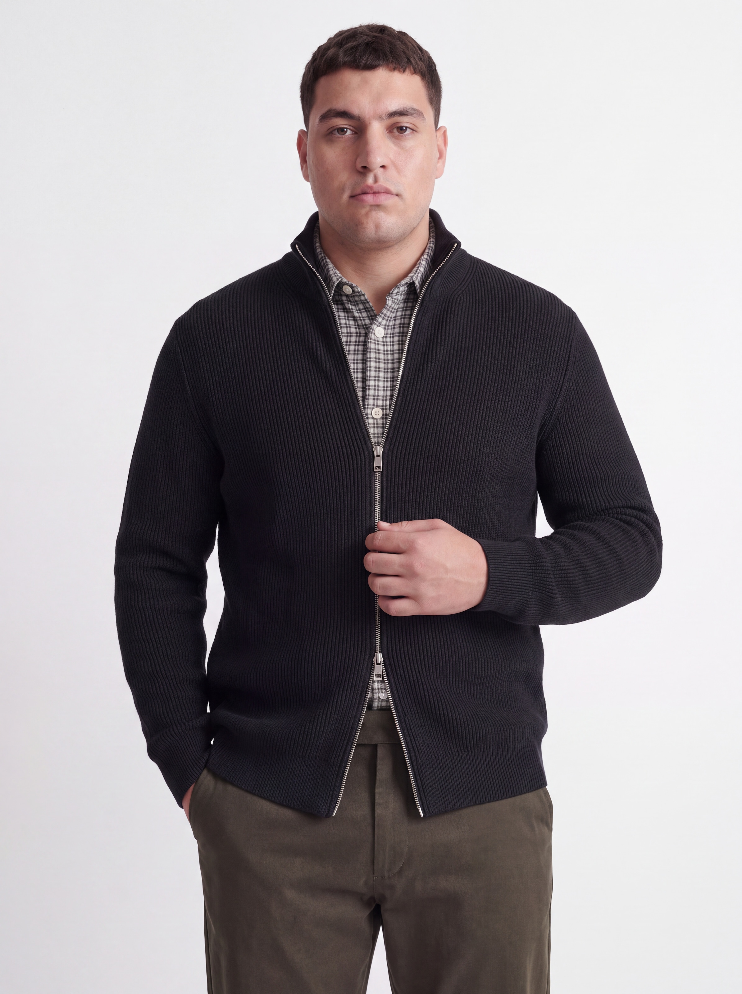 Jack & Jones PlusSize Strickjacke "JJEPERFECT KNIT FULL ZIP CARDIGAN SN PLS" Baumwollmischung, mit Stehkragen
