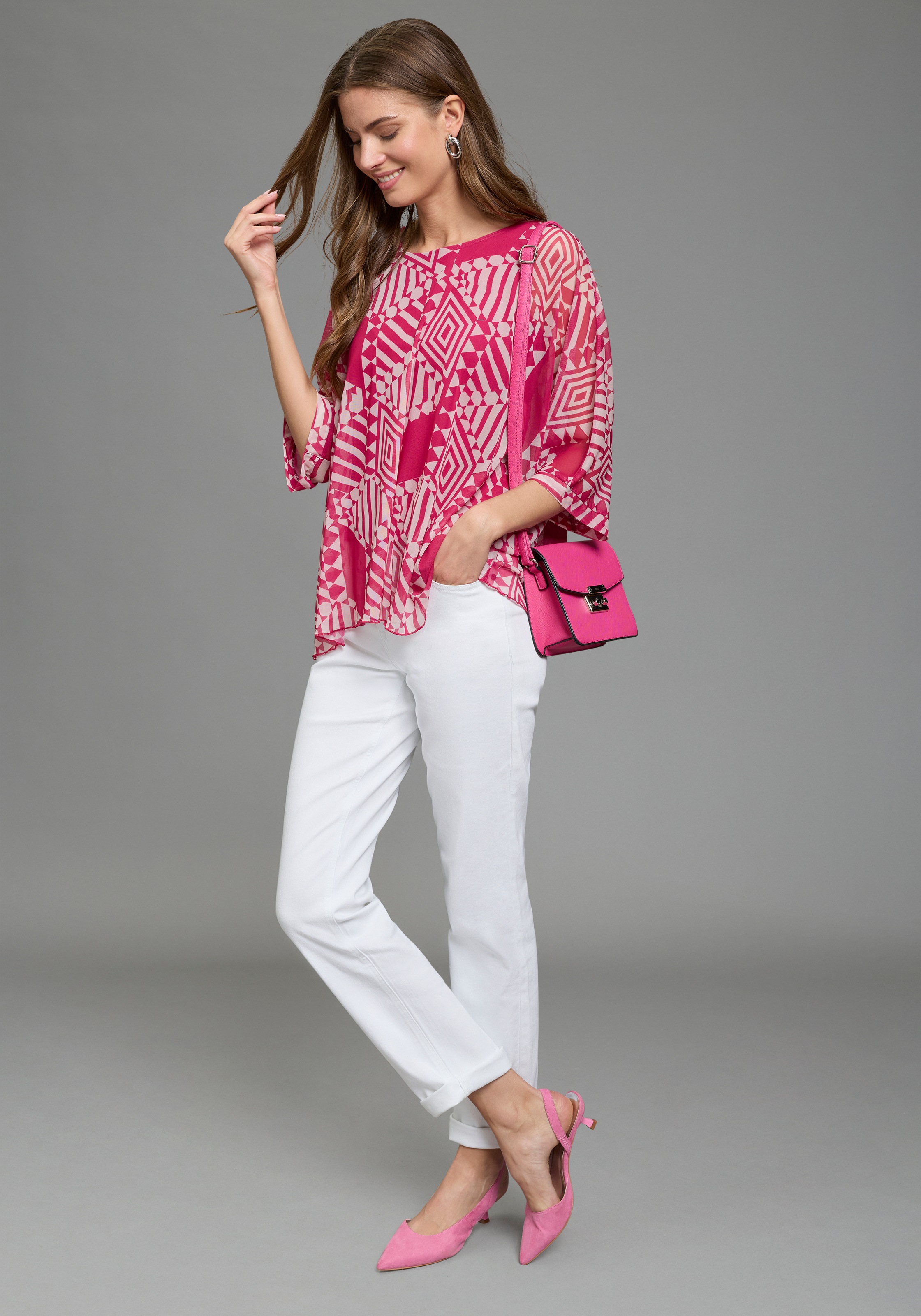 Laura Scott Laura Chiffon Blouse Pink Patterned 34 3
