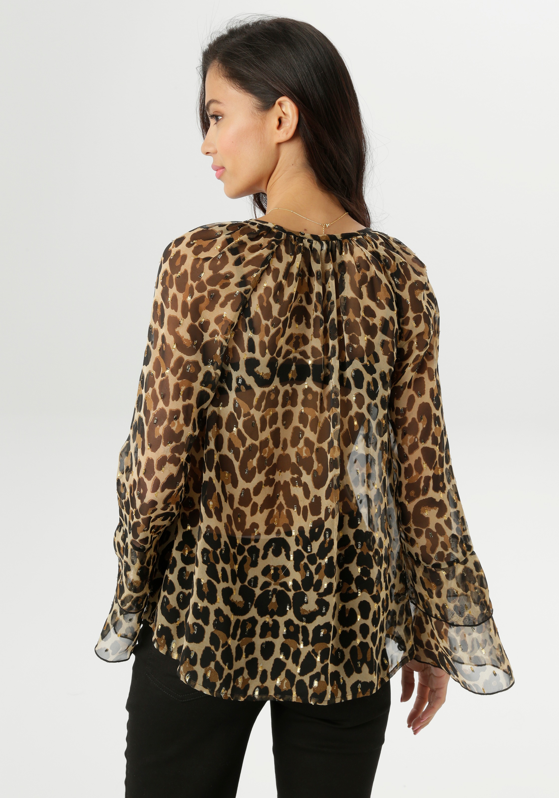 Aniston SELECTED Chiffonbluse, im modischen Animal-Print mit Glanzgarn - NEUE KOLLEKTION
