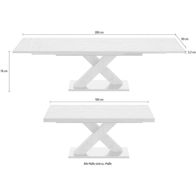 Mäusbacher Esstisch »Komfort C«, mit X-Gestell in graphit und mit  Auszugsfunktion, Breite 180-280 cm bestellen | BAUR