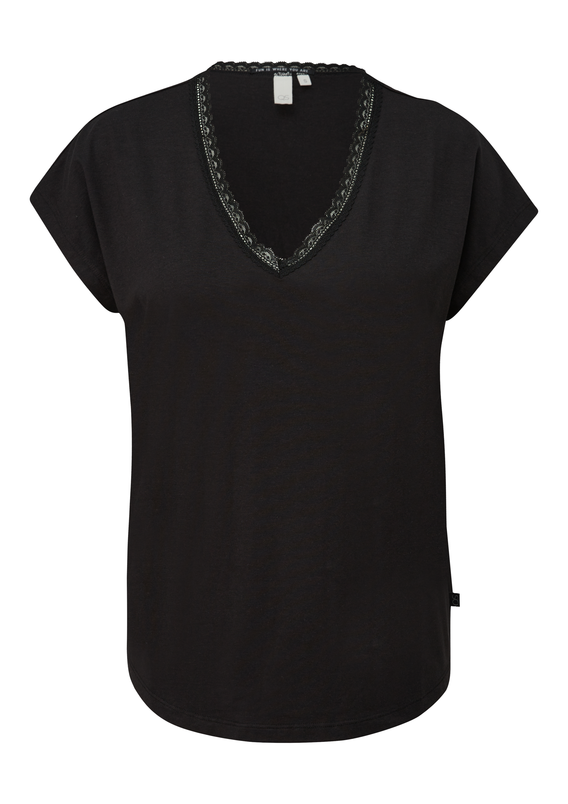 QS T-Shirt, mit Spitze am Ausschnitt