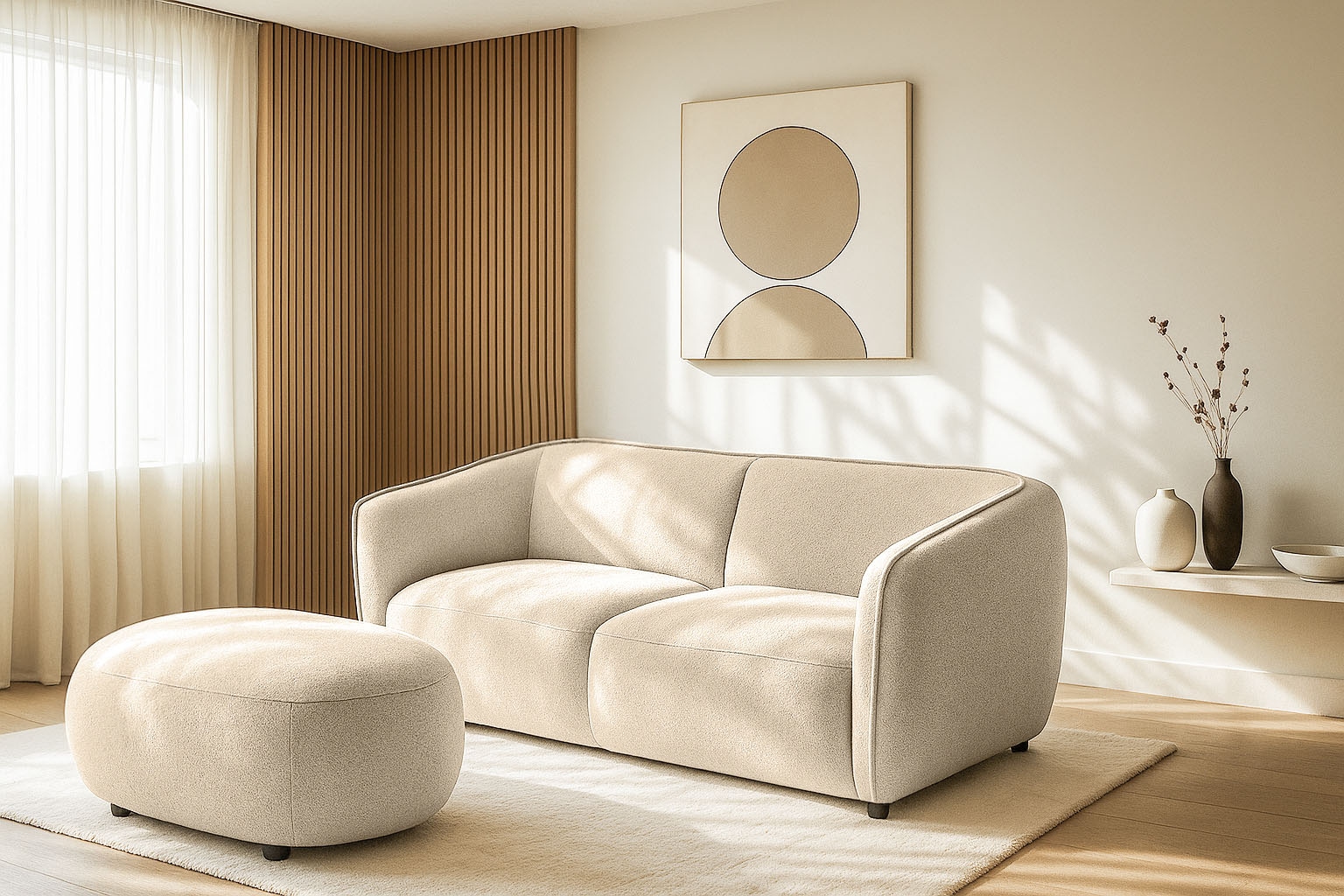 Home affaire 2,5-Sitzer »OSTRUP, Naturtöne, Boucle« Breite 201 cm, organische Form mit sanften Rundungen