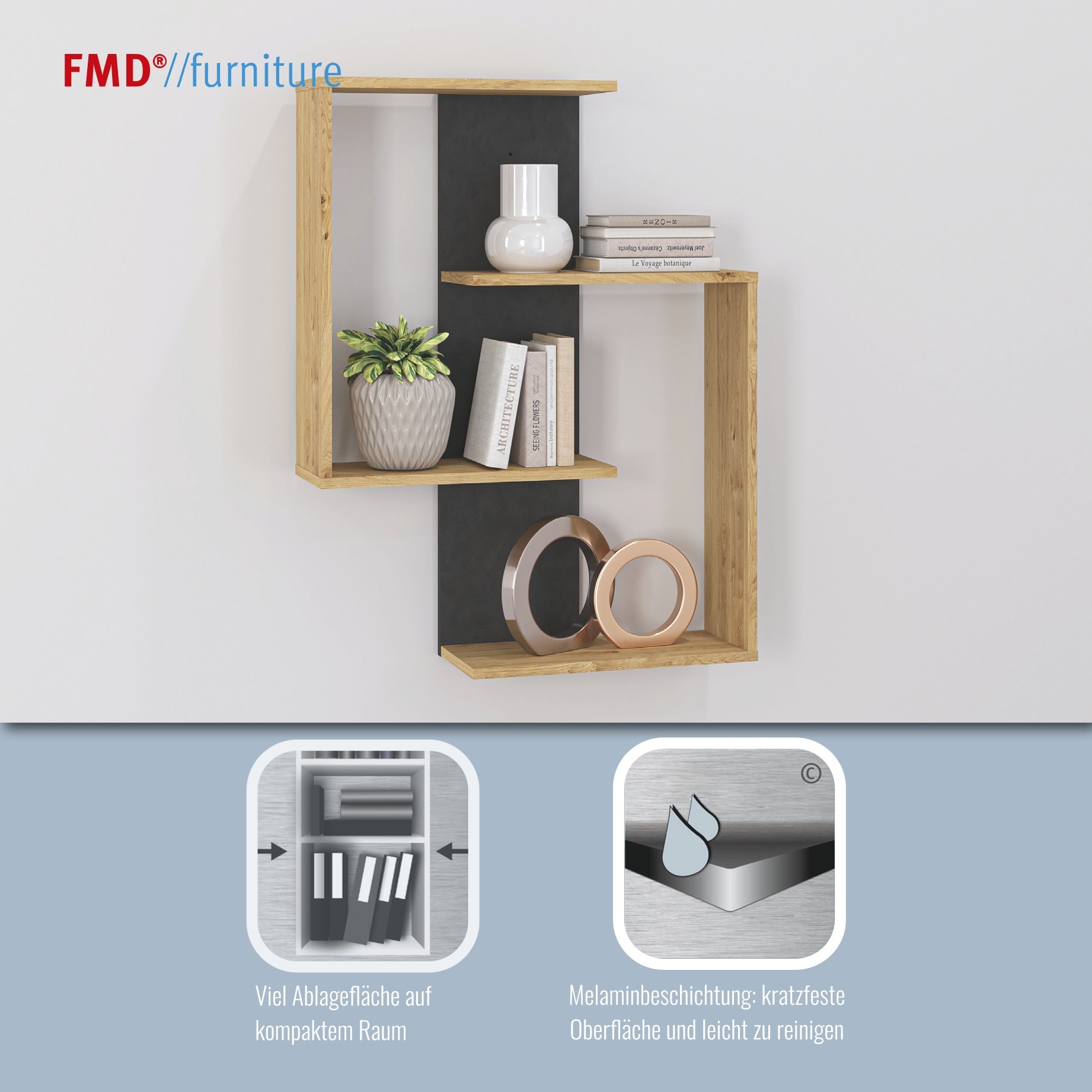 Thumbnail - FMD Wandregal "Kreta" Wandregal mit 4 Ablageflächen