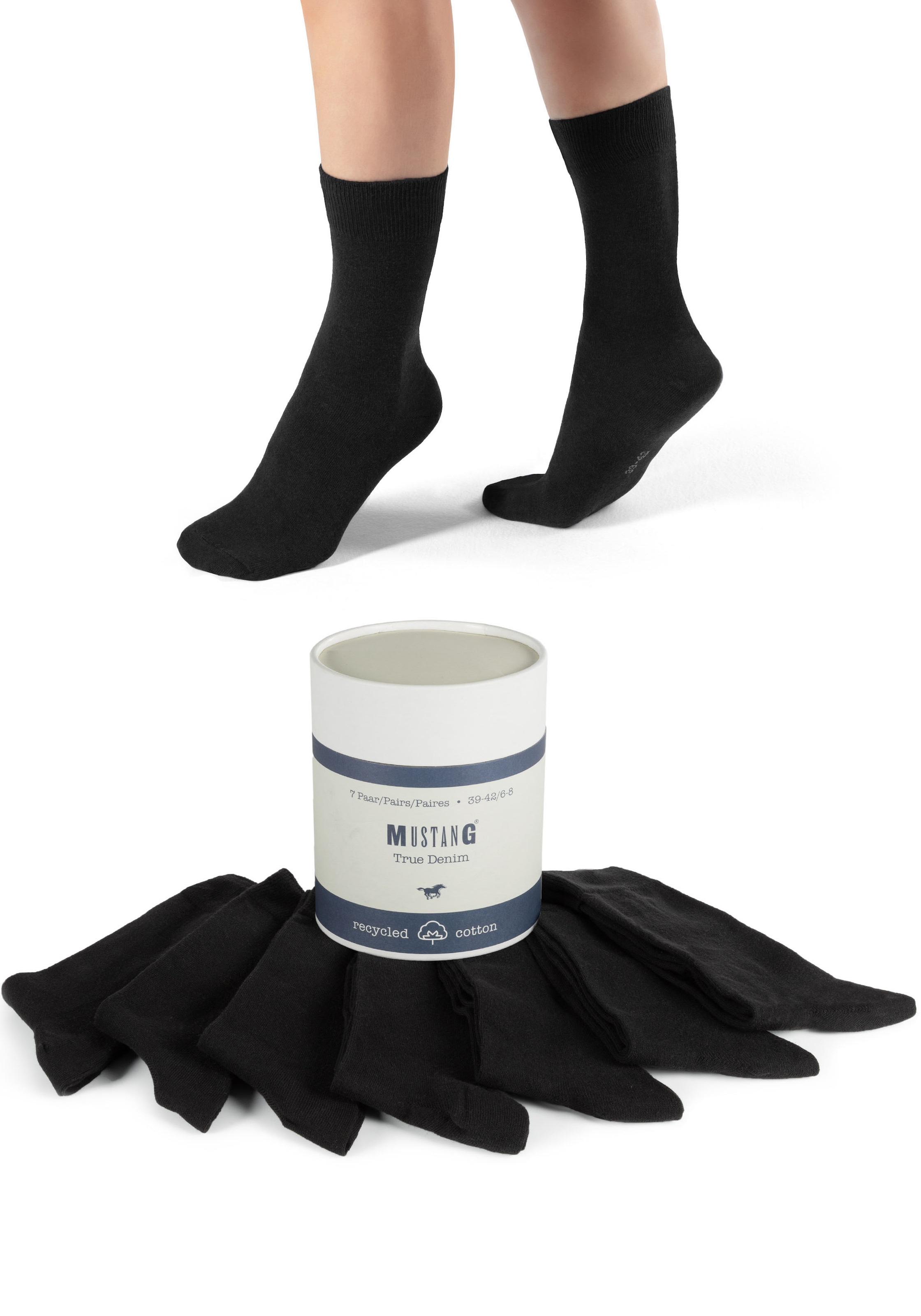 MUSTANG Socken "casual" 7 Paar tlg. mit weichen Zehennähten günstig online kaufen
