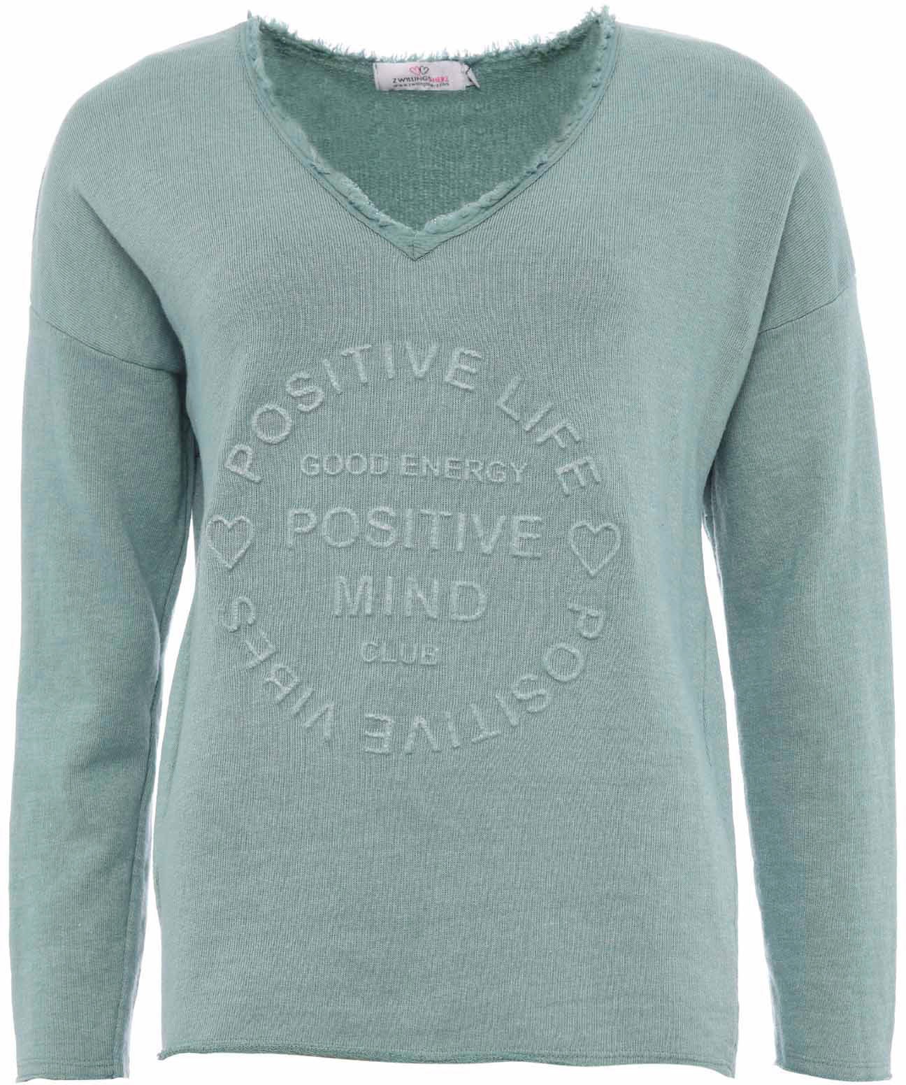 Zwillingsherz Sweatshirt ""Positive Mind"", Mit V-Ausschnitt im Used Look u günstig online kaufen