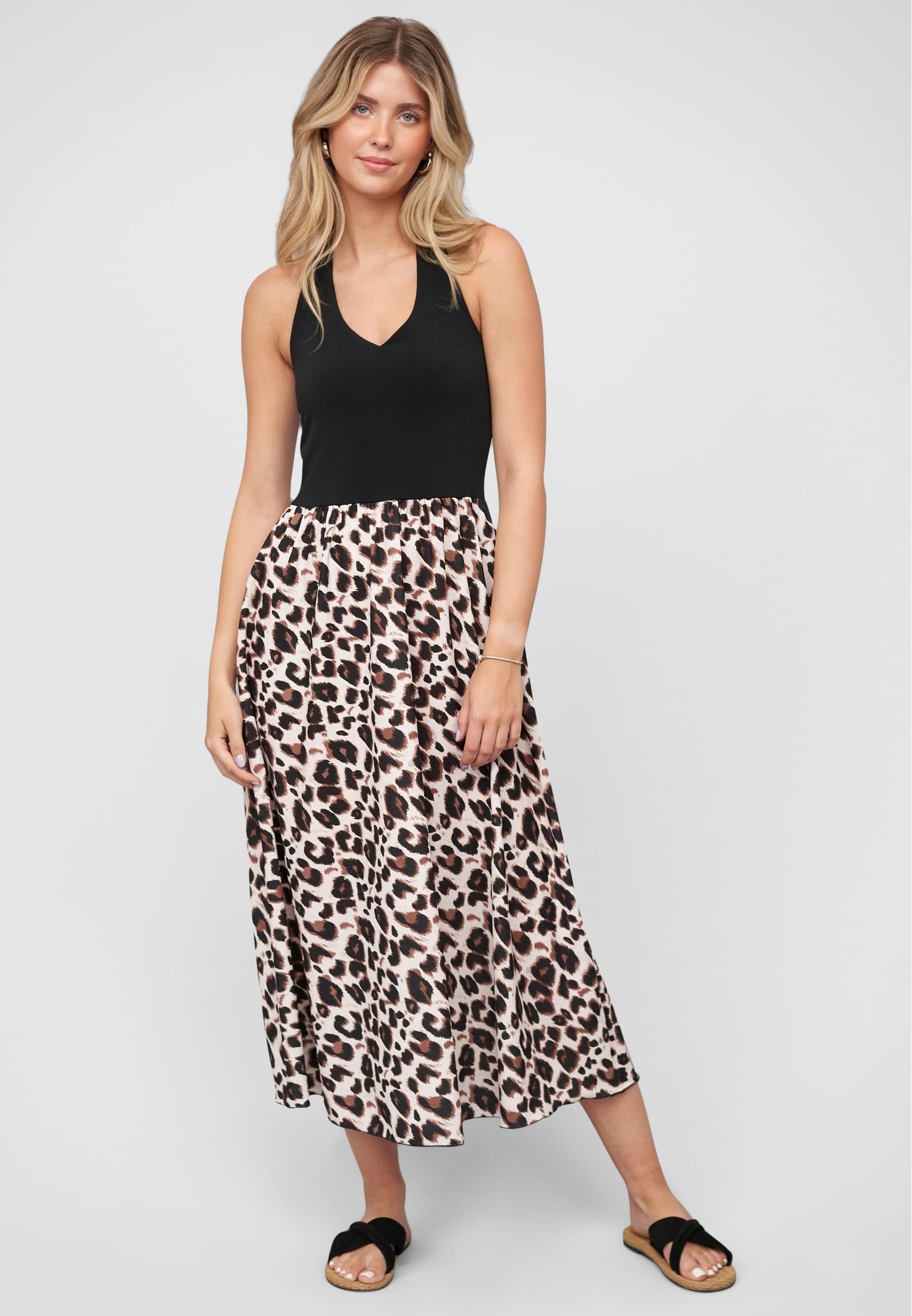 CLOUD 5IVE Shirtkleid »CLOUD 5IVE Maxi Neckholder-Dress with leo print«, (1 tlg.)