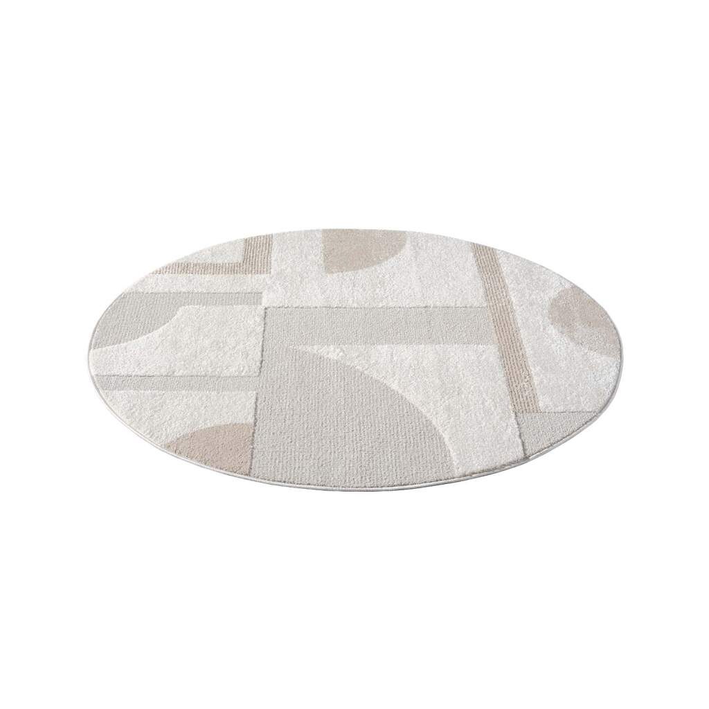 Carpet City Teppich »LOUNGE 9992«, rund, 15 mm Höhe, Kurzflor-Teppich Modern, Hoch-Tief-Struktur, Wohnzimmer, Schlafzimmer