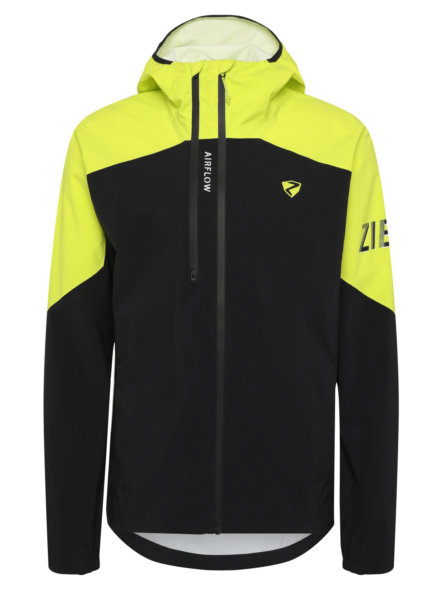 Regenjacke ZIENER "NEMIL-Z", Herren, Gr. 56, schwarz.bitter lemon, Obermaterial: 100% Polyester, Jacken Regenjacke