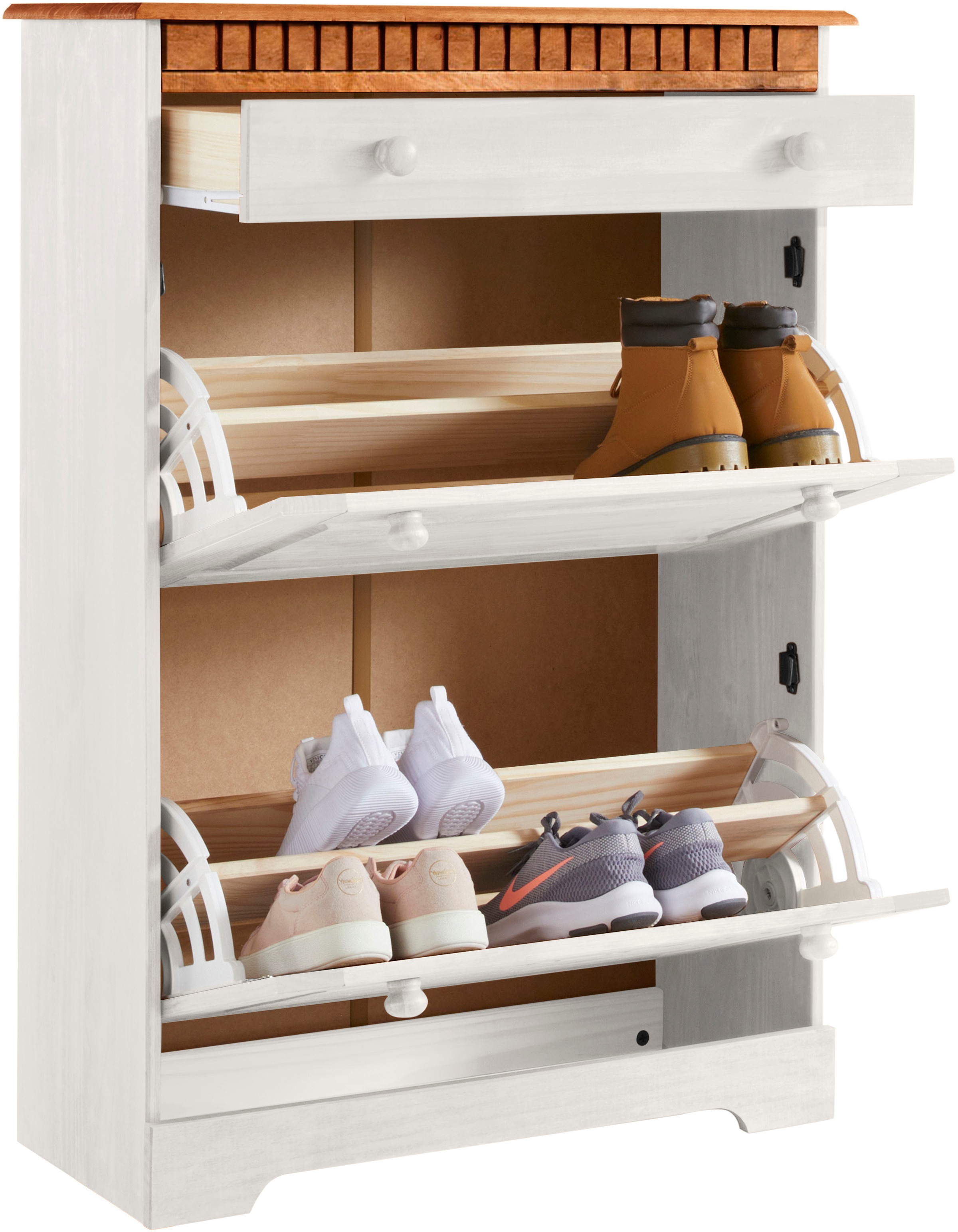 Thumbnail - Home affaire Schuhschrank "Lisa", mit 1 Schubkasten und 2 Klappen, Höhe 105 cm, Breite 75 cm