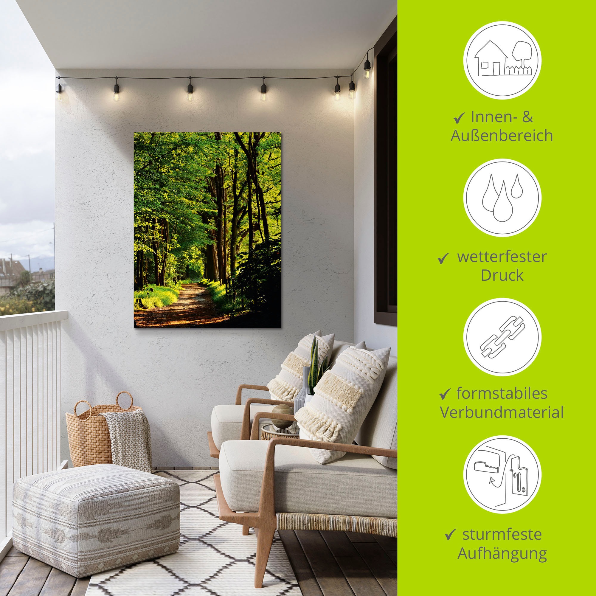 Artland Wandbild »Weg im Wald«, Wald, (1 St.), als Alubild, Outdoorbild, Leinwandbild, Poster in verschied. Größen