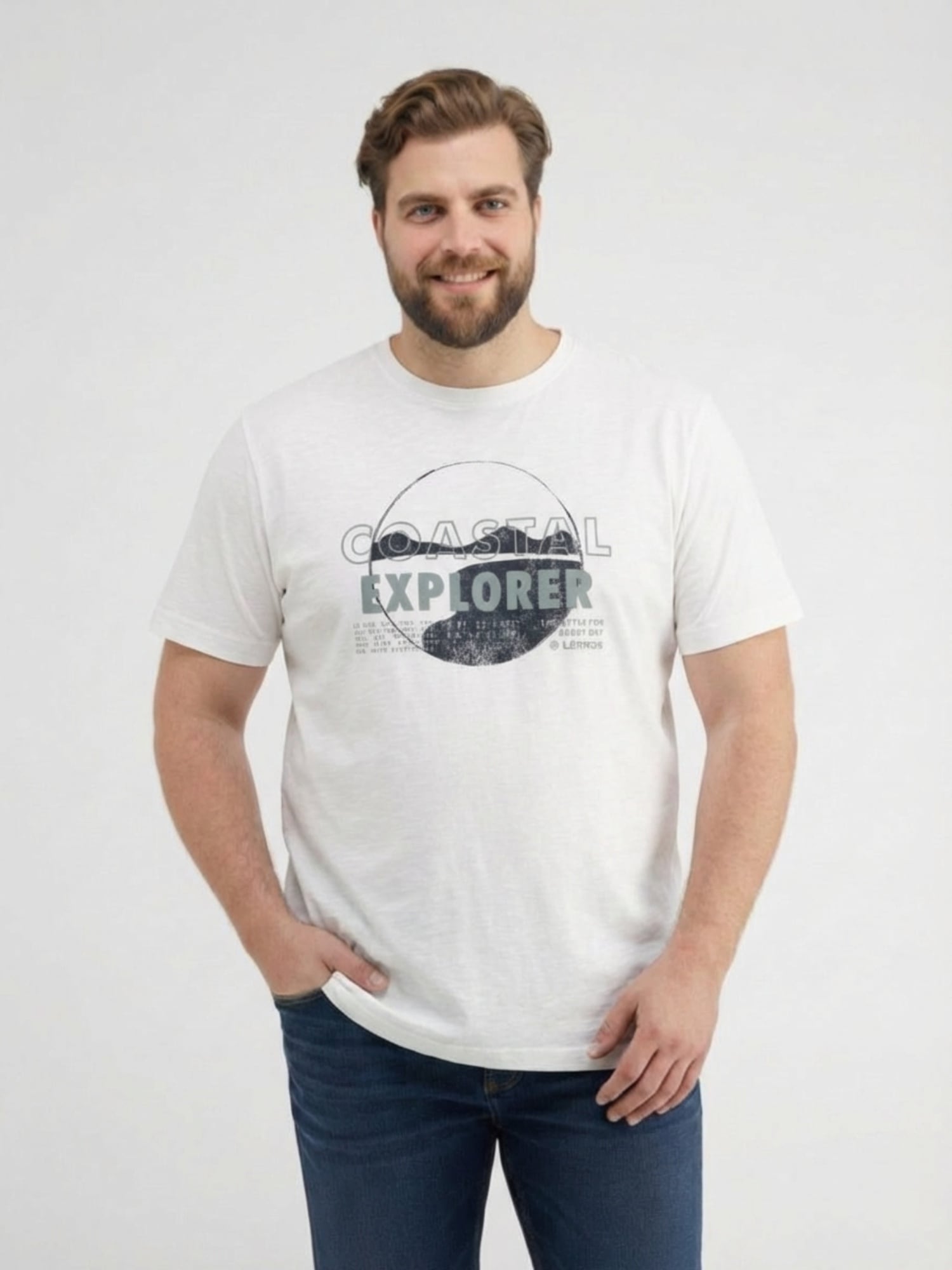 LERROS T-Shirt "T-Shirt mit O-Neck in großen Größen"