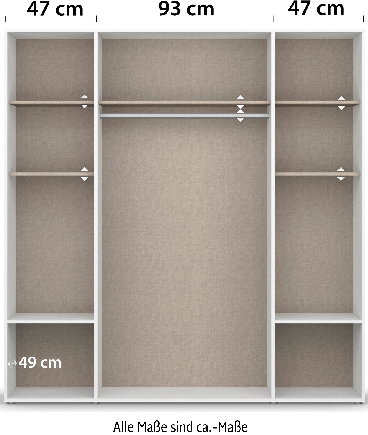rauch Drehtürenschrank »Kleiderschrank Schrank Garderobe Wäscheschrank VOYAGER«, (in 3 verschiedenen Ausstattungen BASIC/CLASSIC/PREMIUM), moderne Griffe in Graumetallic mit Außenschubkästen MADE IN GERMANY