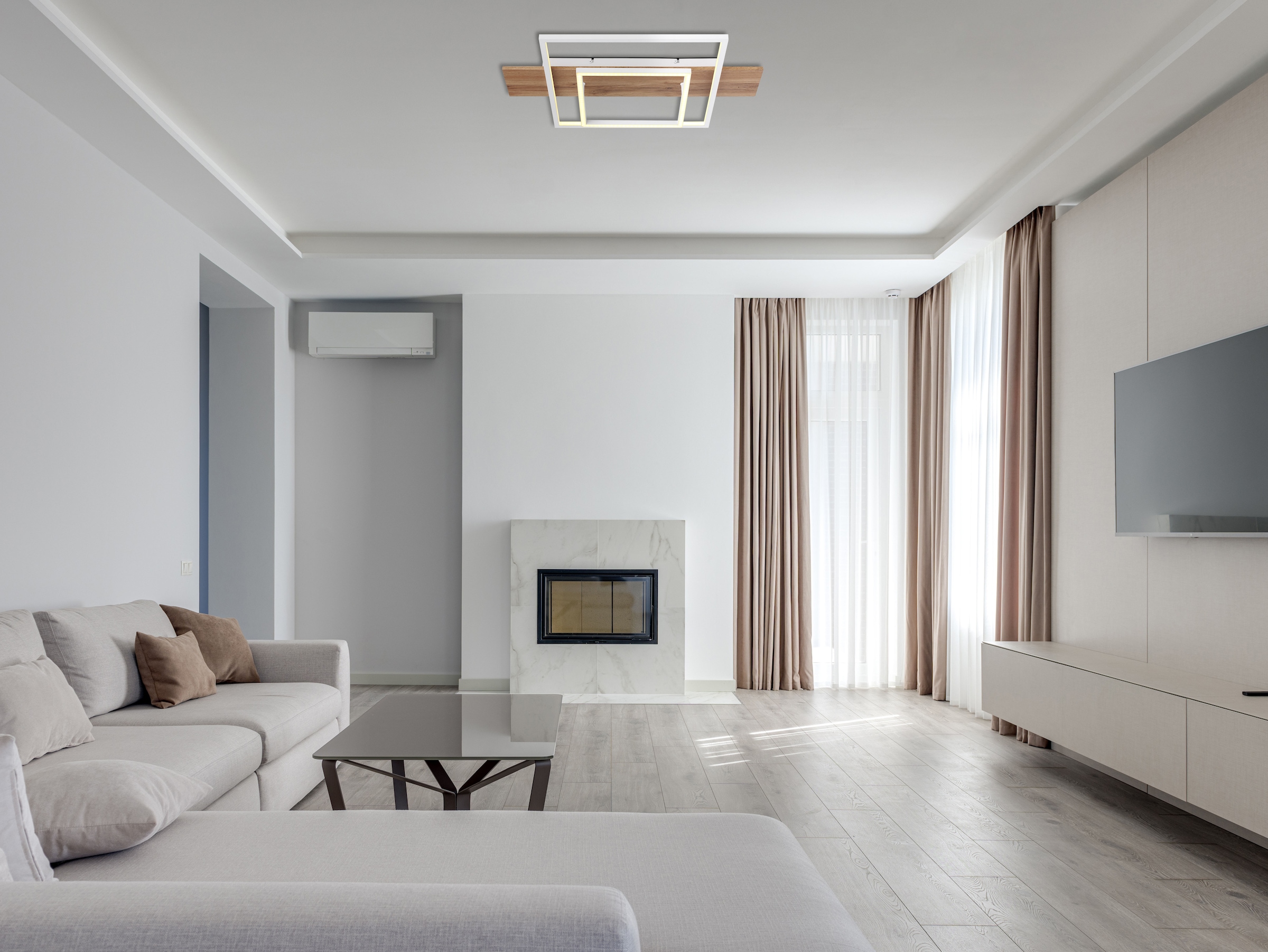 GLOBO LIGHTING LED Deckenleuchte »VANNI«, Leuchtmittel LED-Modul | LED fest integriert, Deckenlampe/Wohnzimmer/Schlafzimmer/modern/Holz