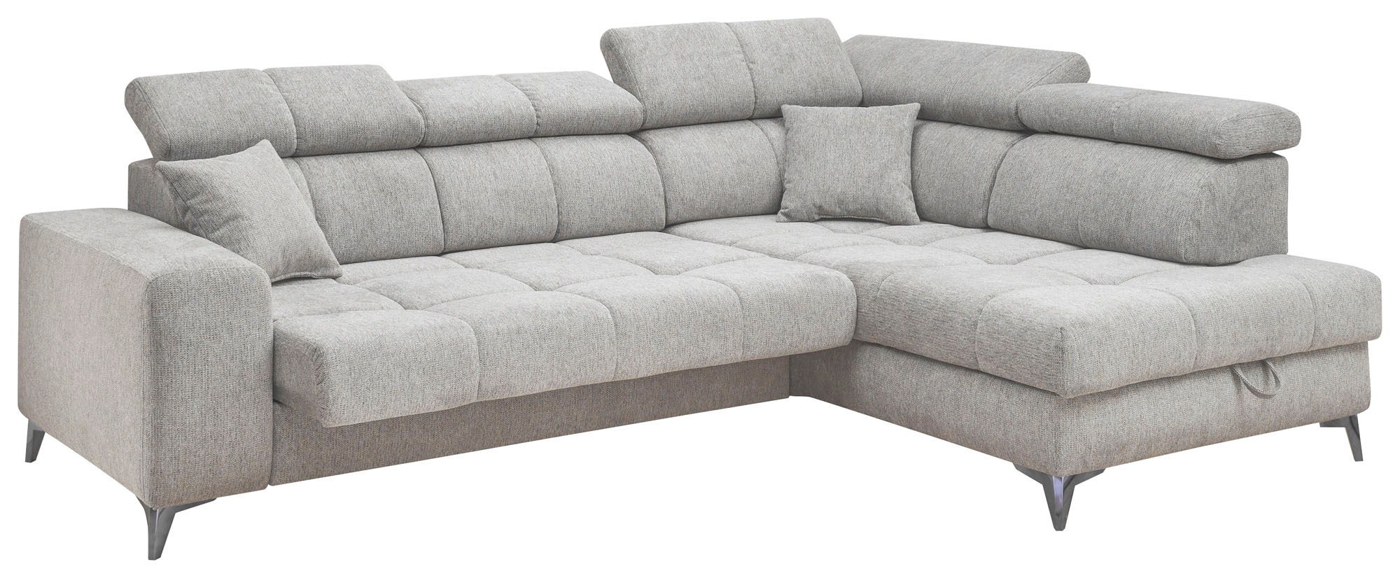 ED EXCITING DESIGN Ecksofa »Sydney L-Form mit Bettfunktion, Bettkasten, Kopfteilverstellung«, motorischer Sitztiefenverstellung, USB-Port & 2 Zierkissen