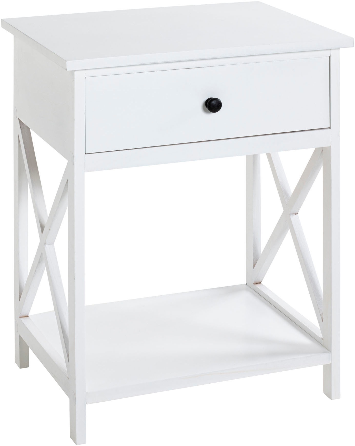 HAKU Beistelltisch »Nachtkonsole, Sofatisch, Wohnzimmertisch« 1 Stk. tlg. rechteckig - aus Massivholz Weiß B/T/H 46/35/60 cm