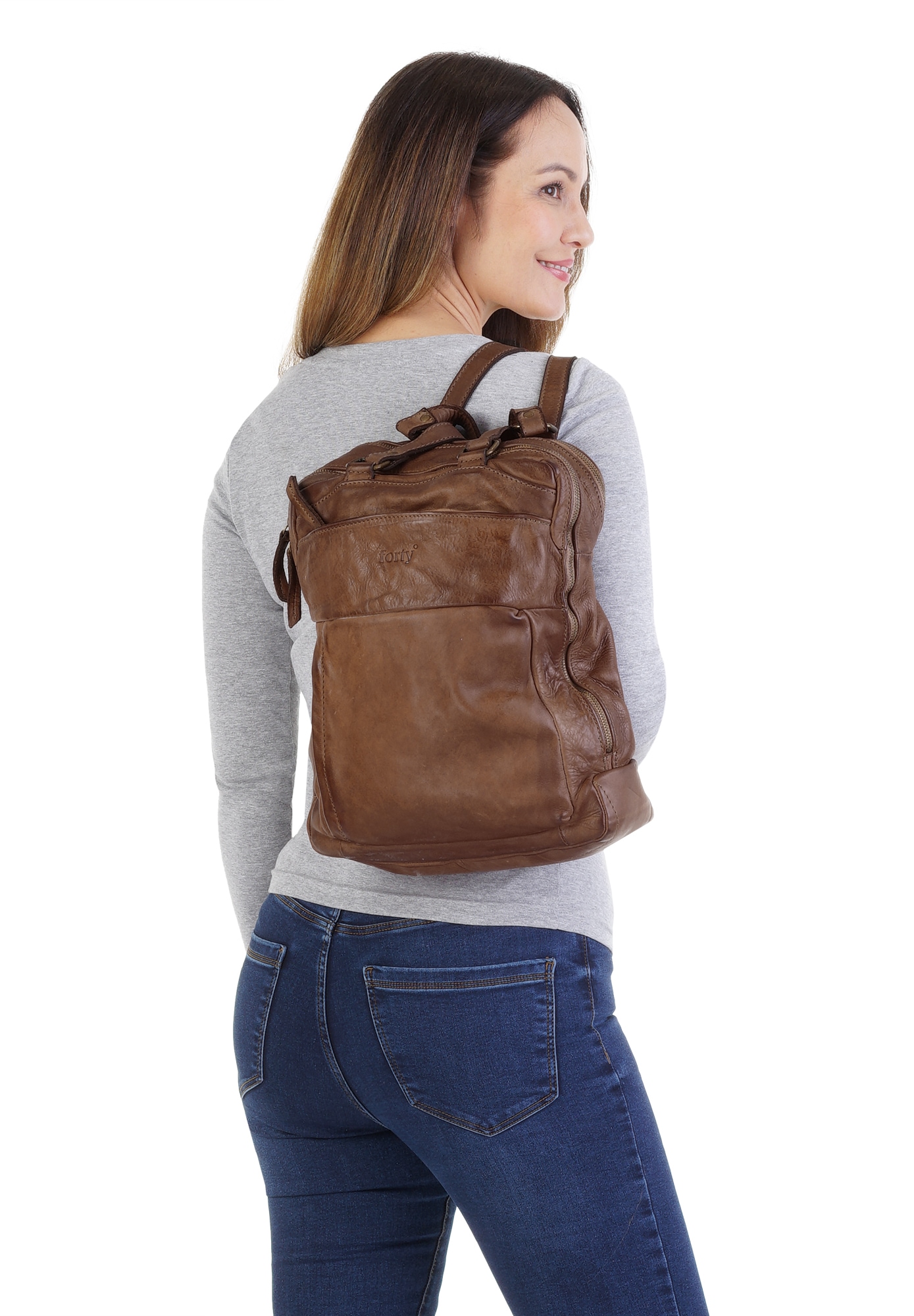 forty° Laptoprucksack, echt Leder, Made in Italy