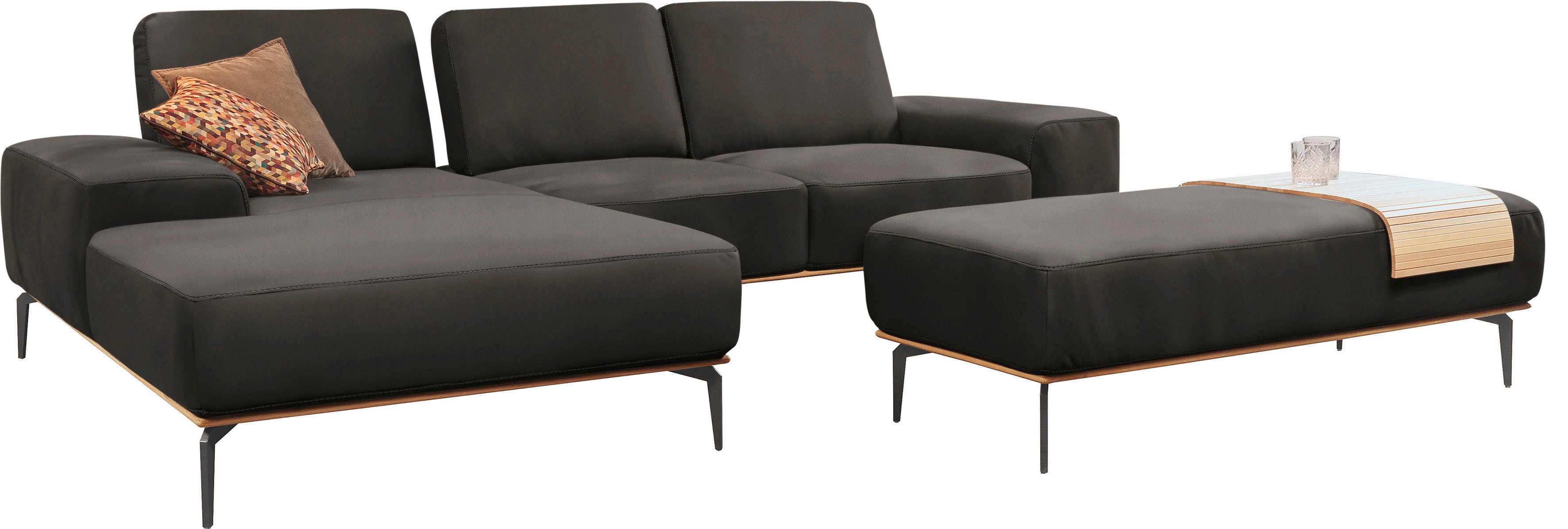 Thumbnail - W.SCHILLIG Ecksofa "run, Designsofa mit tollem Sitzkomfort, bequem, L-Form", mit Holzsockel, Füße in Schwarz pulverbesch...