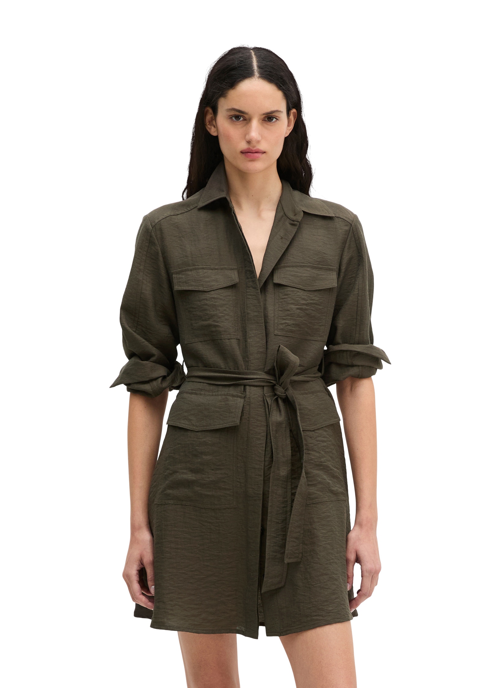 Marc OPolo Midikleid "aus Viskose-Leinen-Mix"